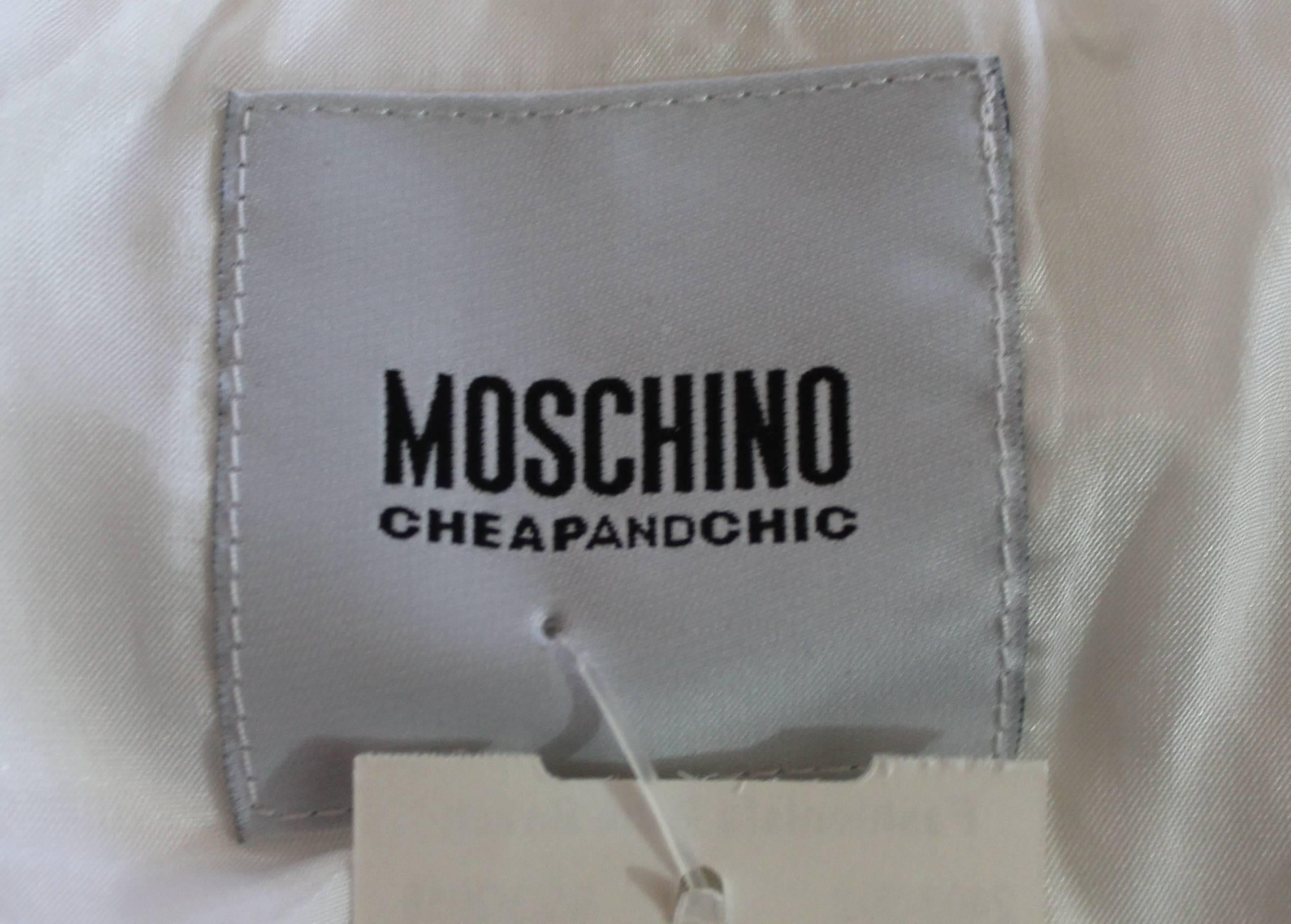 Women's or Men's Moschino C&C White Cotton Jacket with Bow Detail 