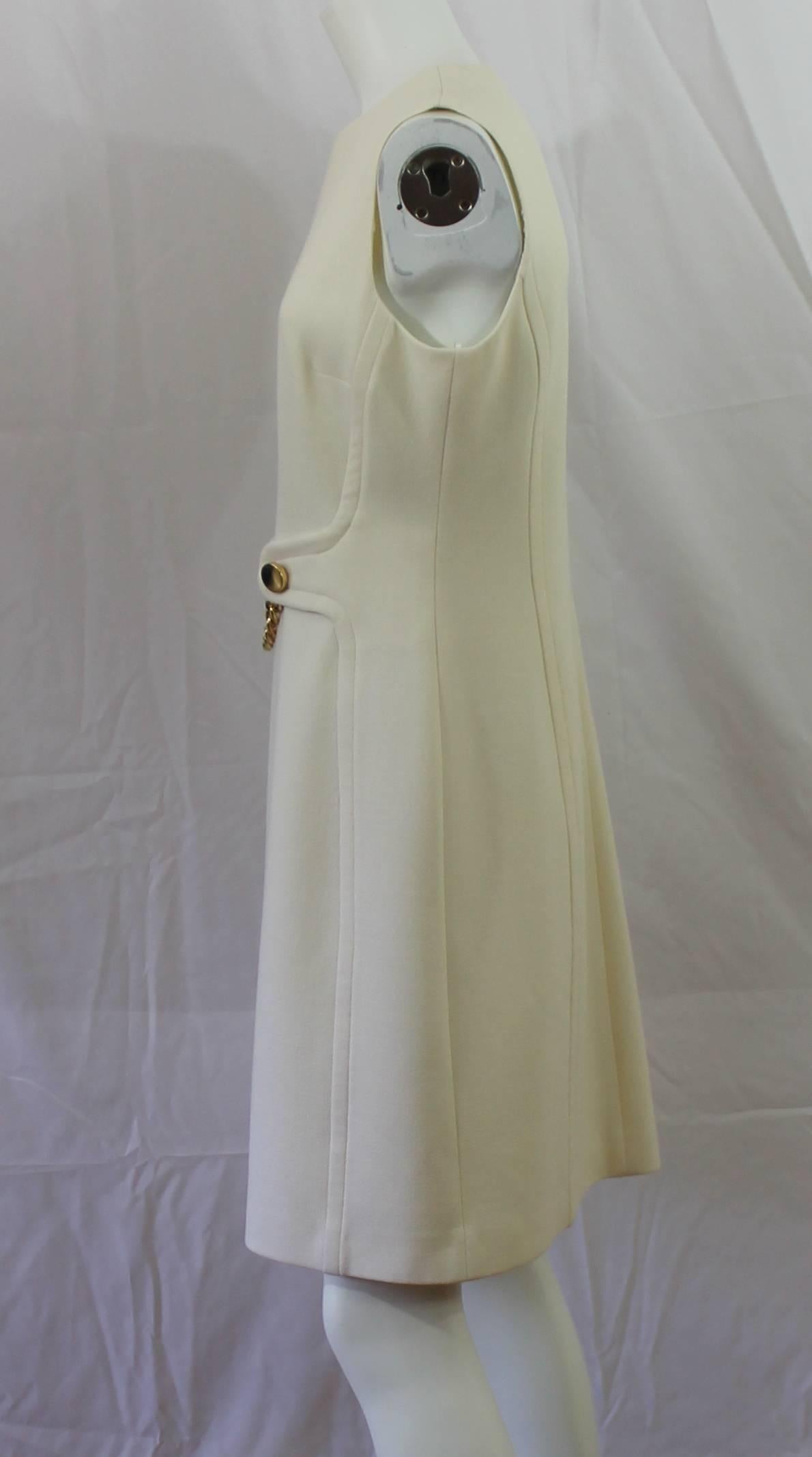 Gray Michael Kors Ivory Lightweight Wool Sleeveless Shift Dress - GHW-10