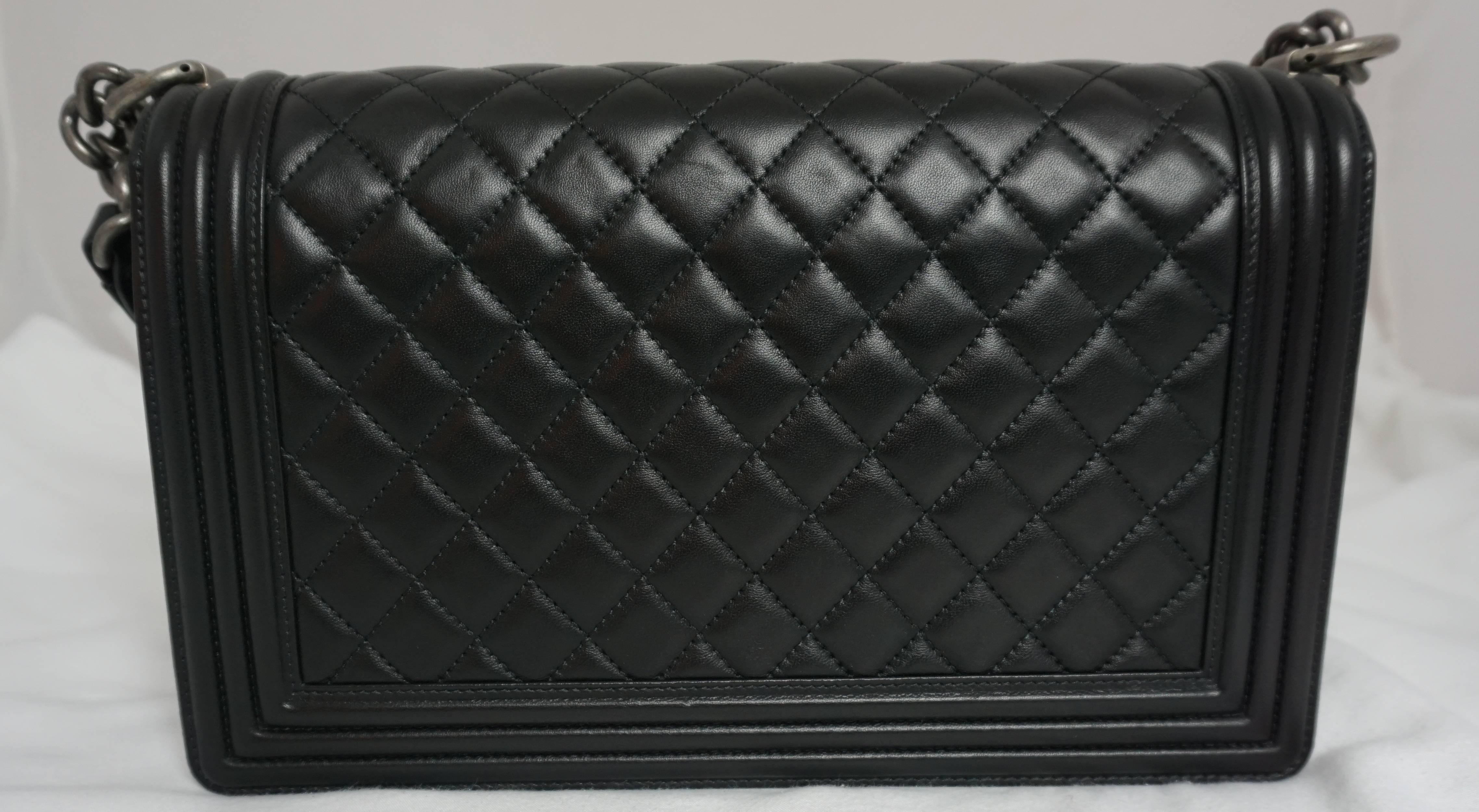 Women's Chanel Black Quilted Lambskin New Medium Boy Bag - PHW- Circa 2014