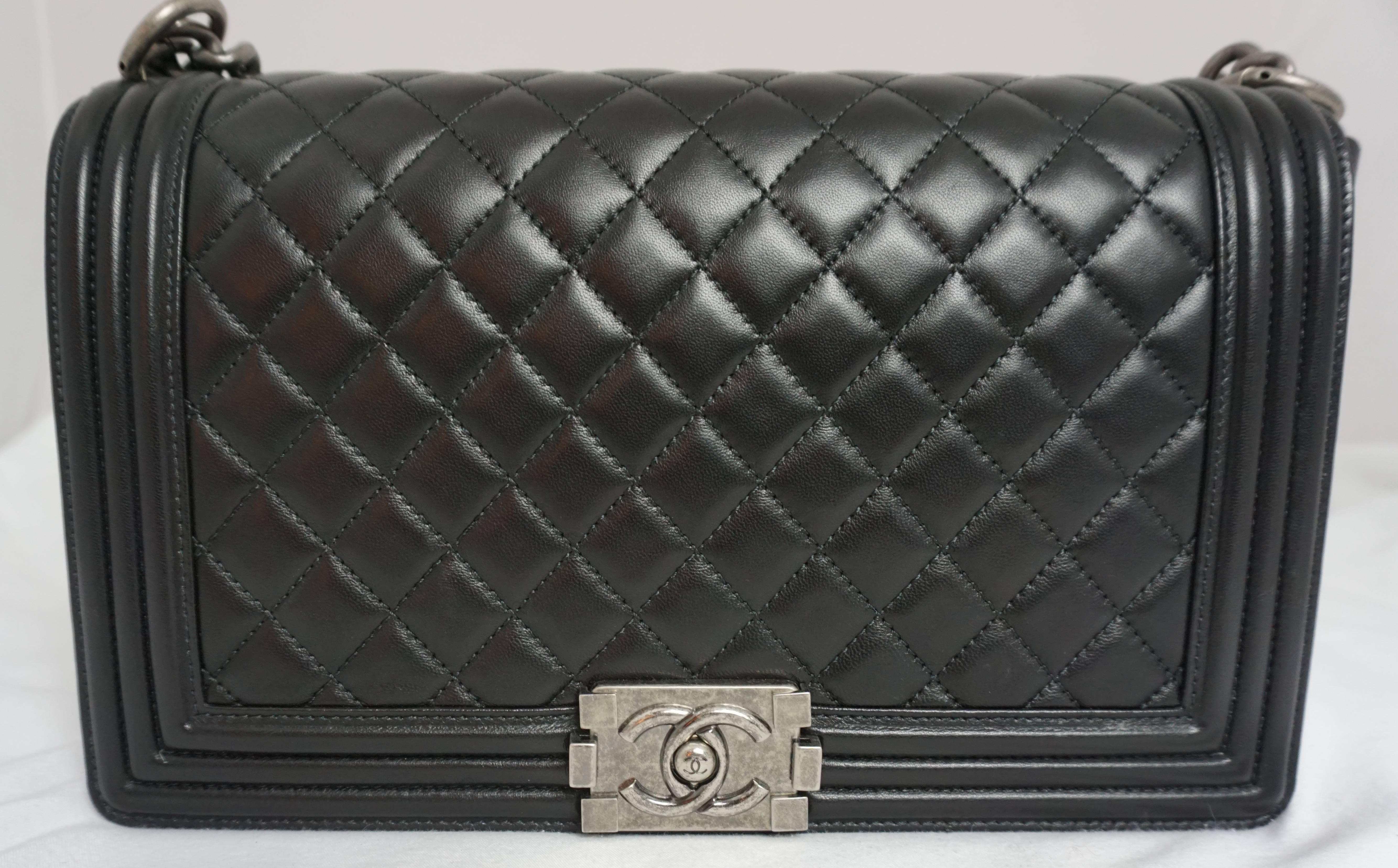 Chanel Black Quilted Lambskin New Medium Boy Bag - PHW- Circa 2014 1