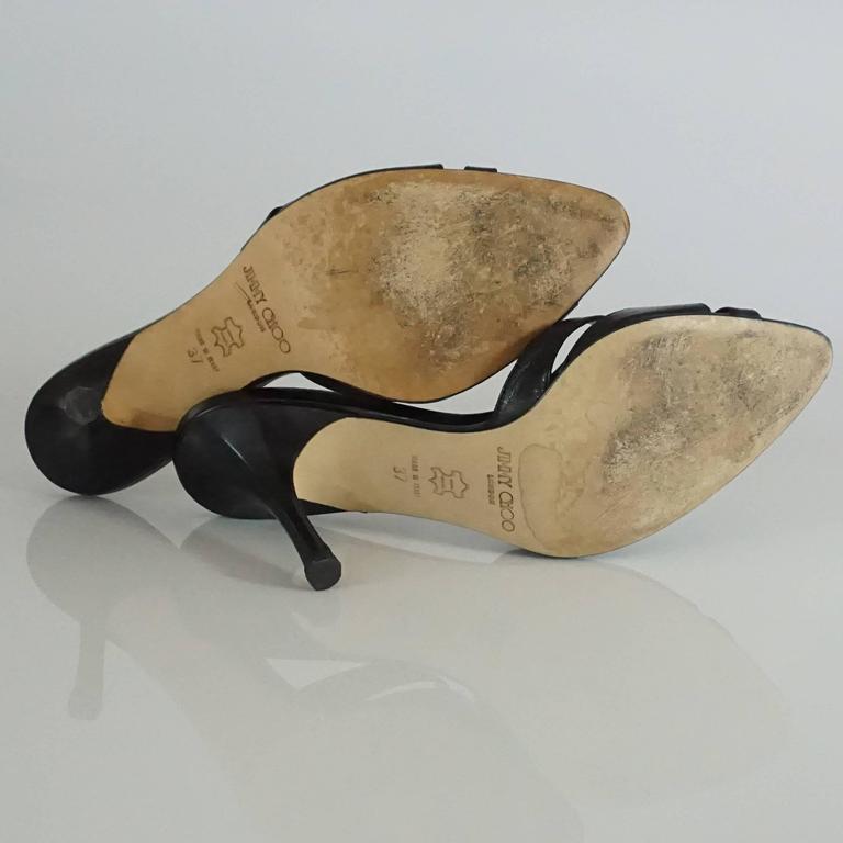 Jimmy Choo Black Leather Cutout Sandal/Slide - 37 For Sale at 1stDibs