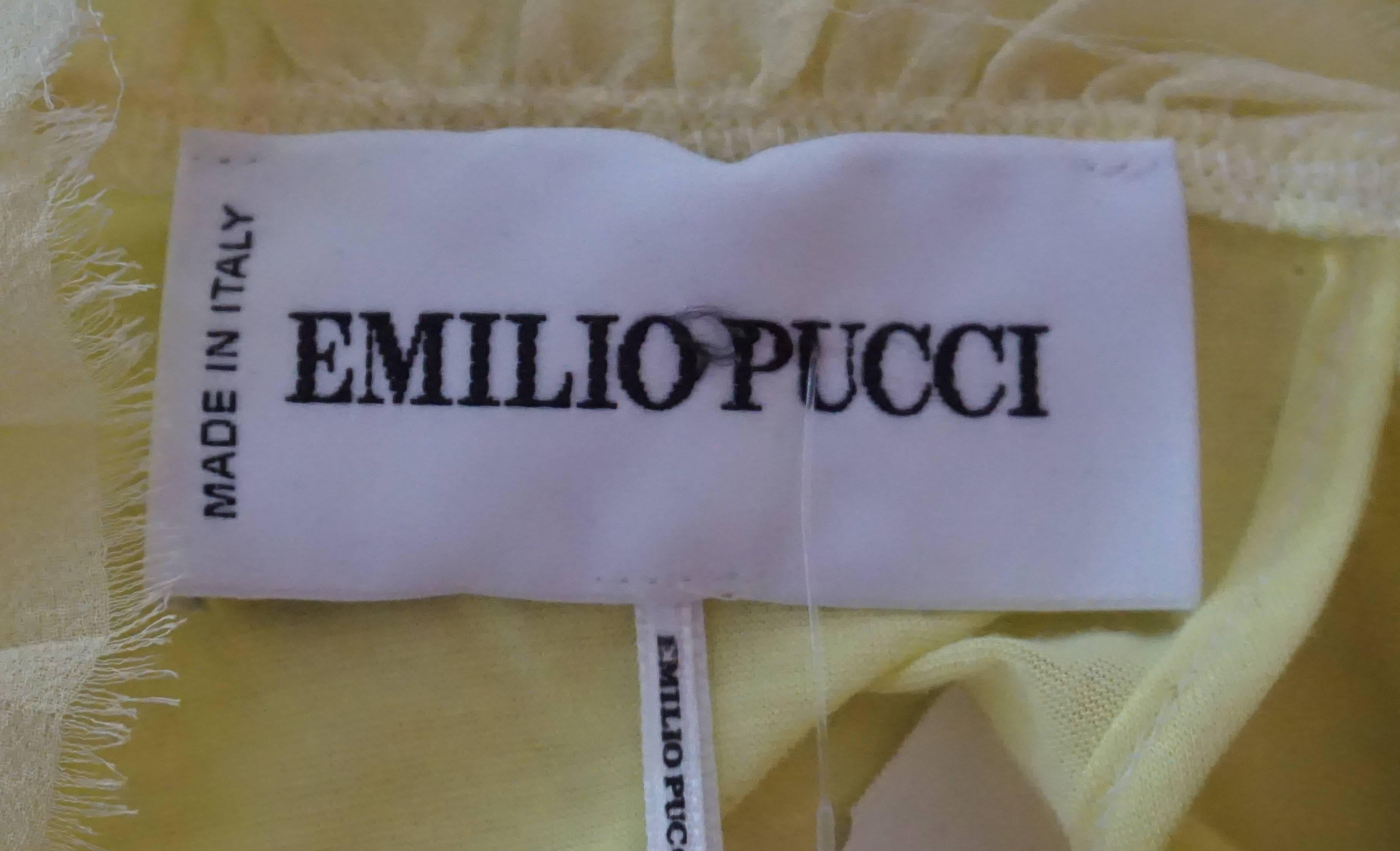 Women's Emilio Pucci Yellow Cotton & Silk Beaded Short Sleeve Top - 10