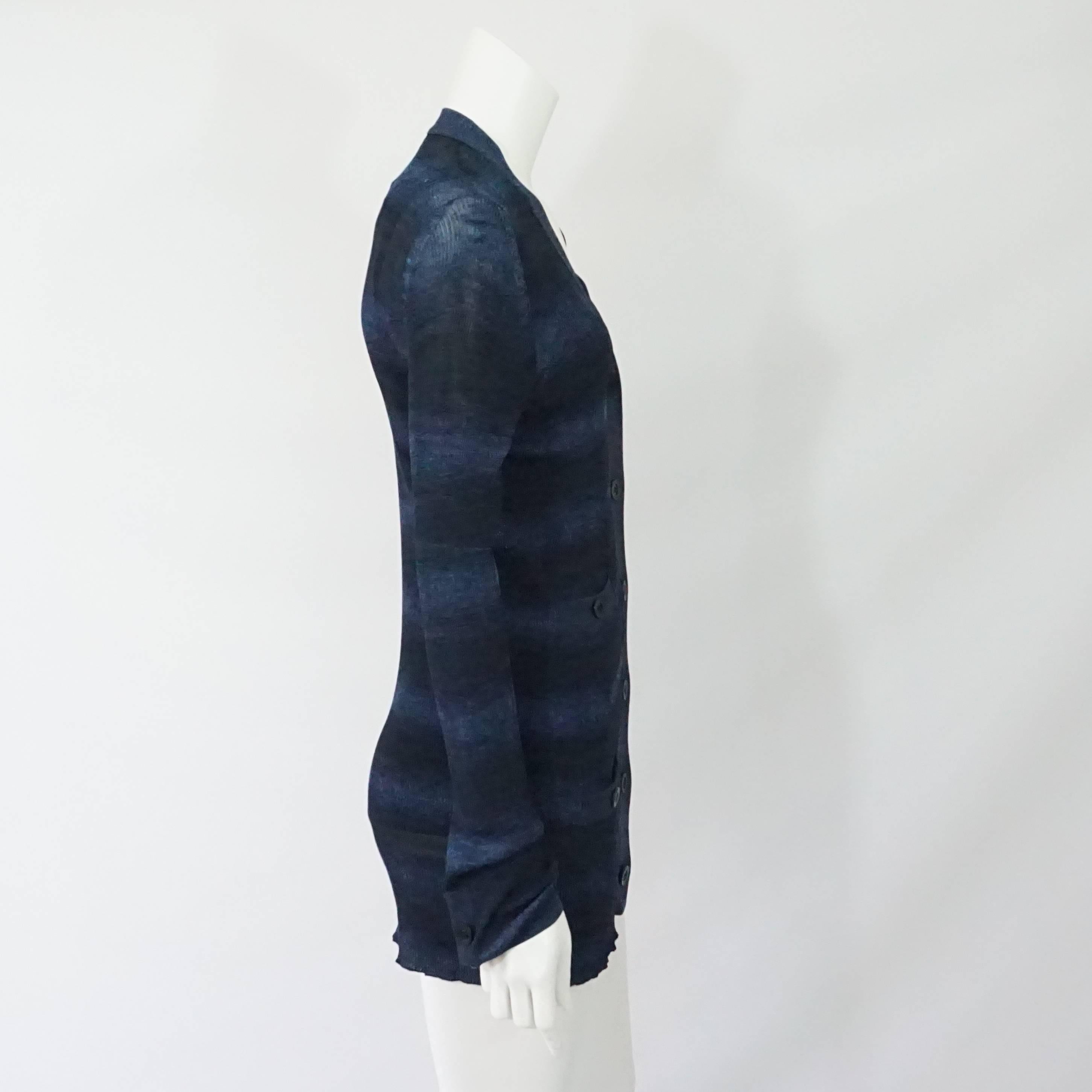 Black Chanel Two Tone Stripe Navy Long Sweater Set - 42 