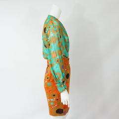 Valentino Multi Color Silk Top and Matching Skirt - 4 - Circa 80's