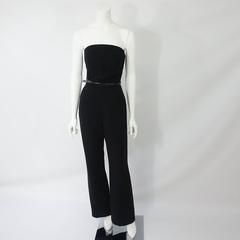 Thierry Mugler Black Strapless Jumpsuit w/ Lace Soutache Jacket-40 Circa 80's