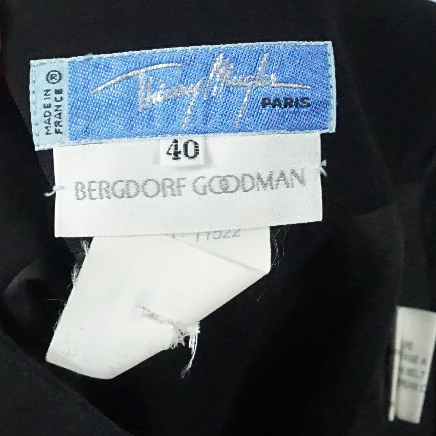 Thierry Mugler Combinaison noire sans bretelles avec veste en dentelle soutache-40 Circa 80's en vente 3