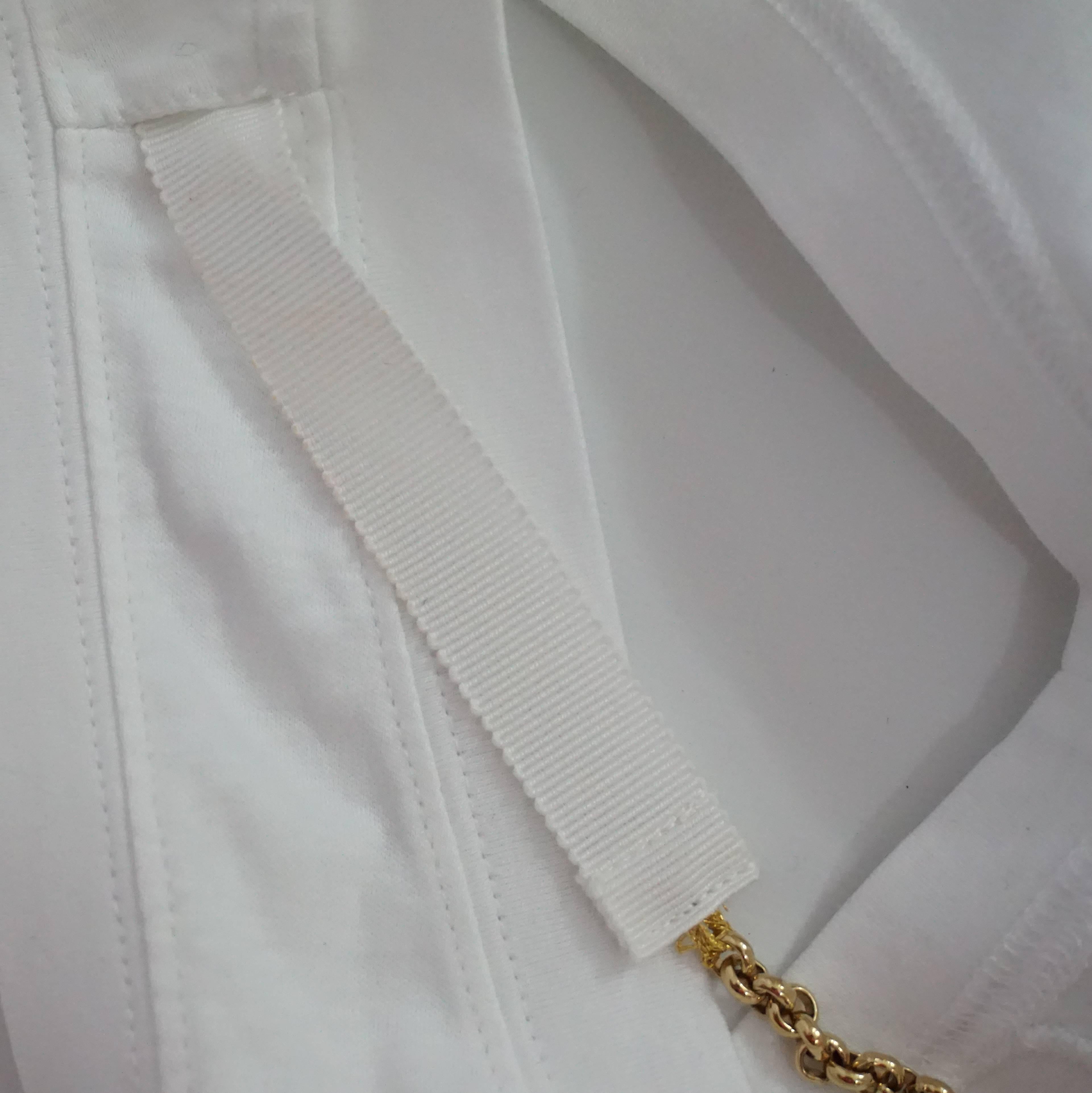 Louis Vuitton White Cotton Tank with Gold Chain Charm Detail - M 1