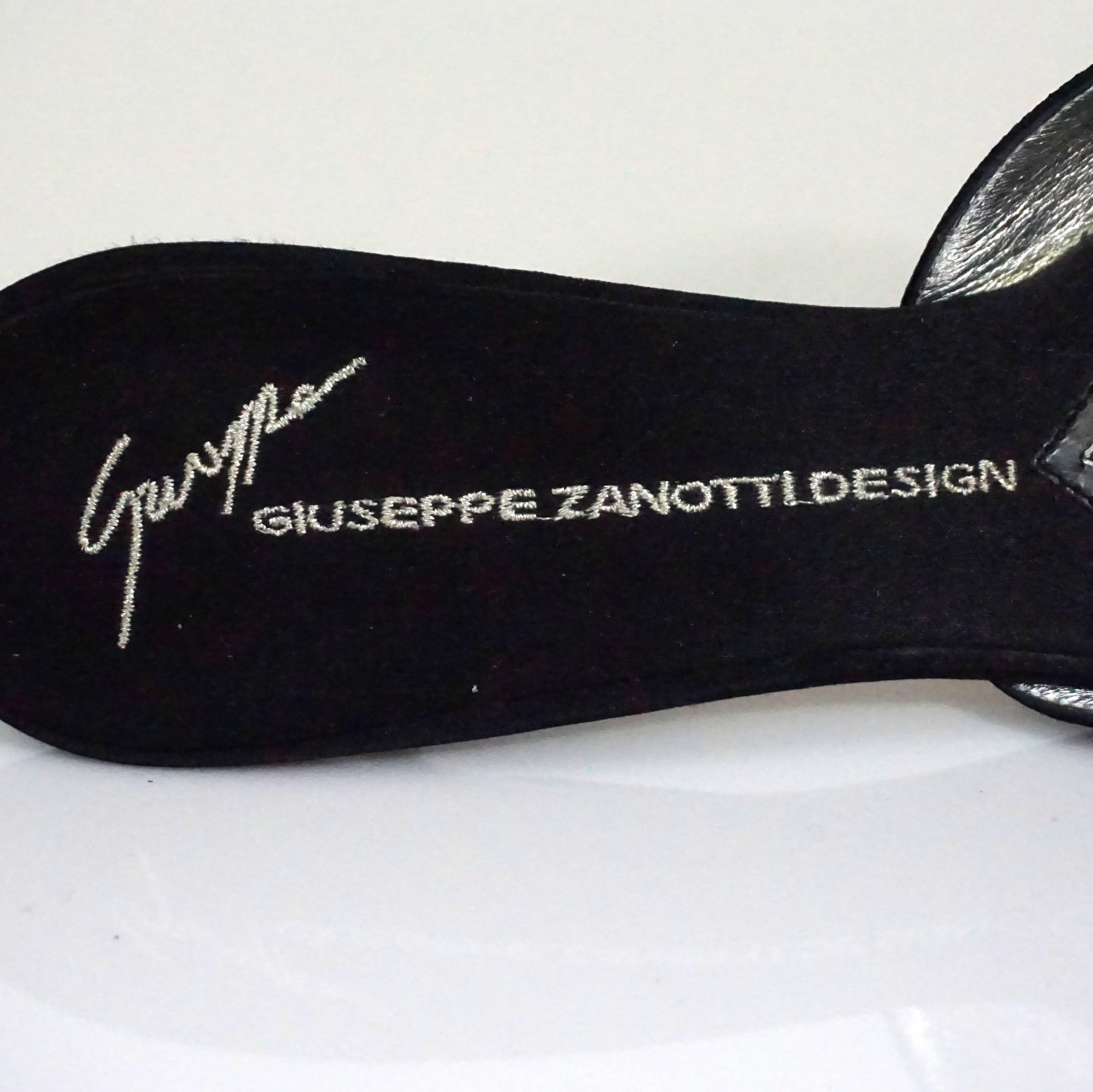Giuseppe Zanotti Black Satin Slide with Stone Front Detail - 9 2