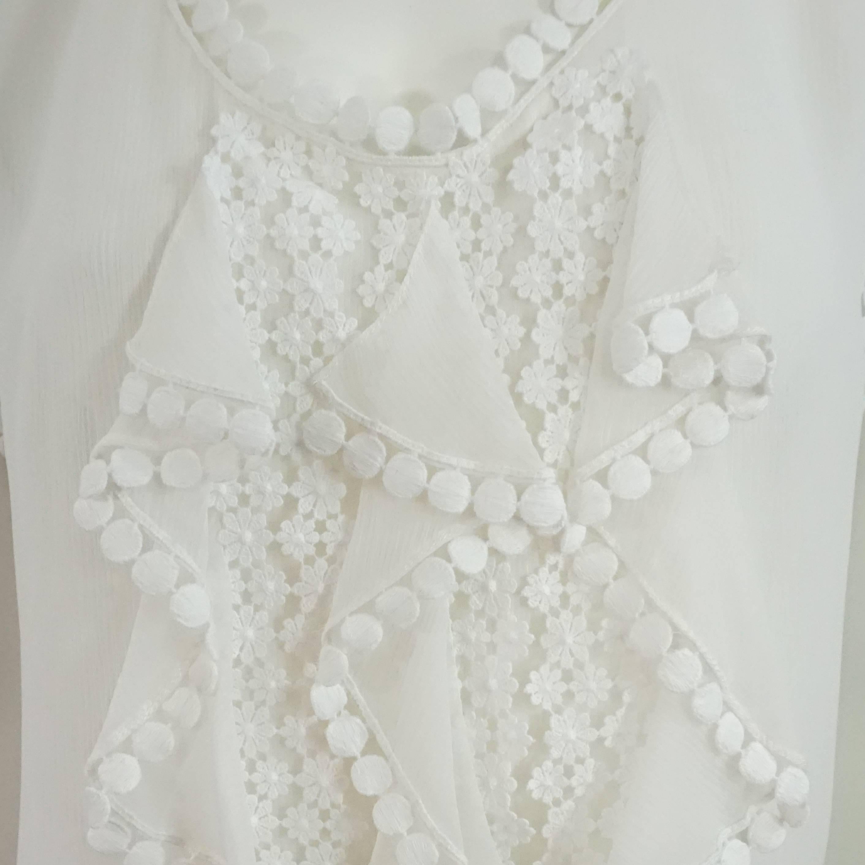 white silk lace top