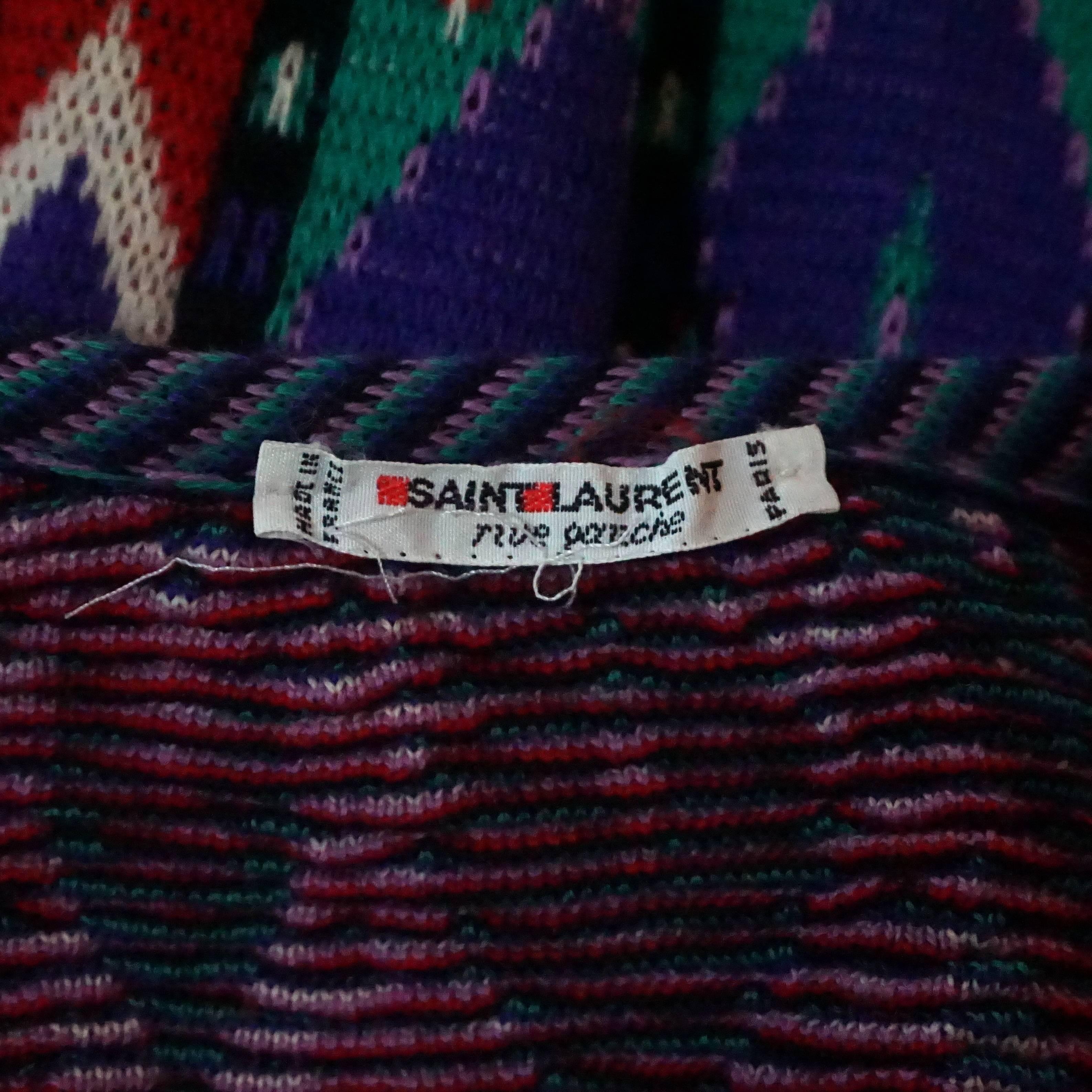 Women's Yves Saint Laurent Rive Gauche Multi-Color Patterned Wool Knit Jacket - 42-70's