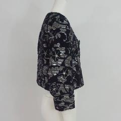 Oscar de la Renta Fall 2007 Vintage Eggplant & Silver Tweed Jacket - Size 10