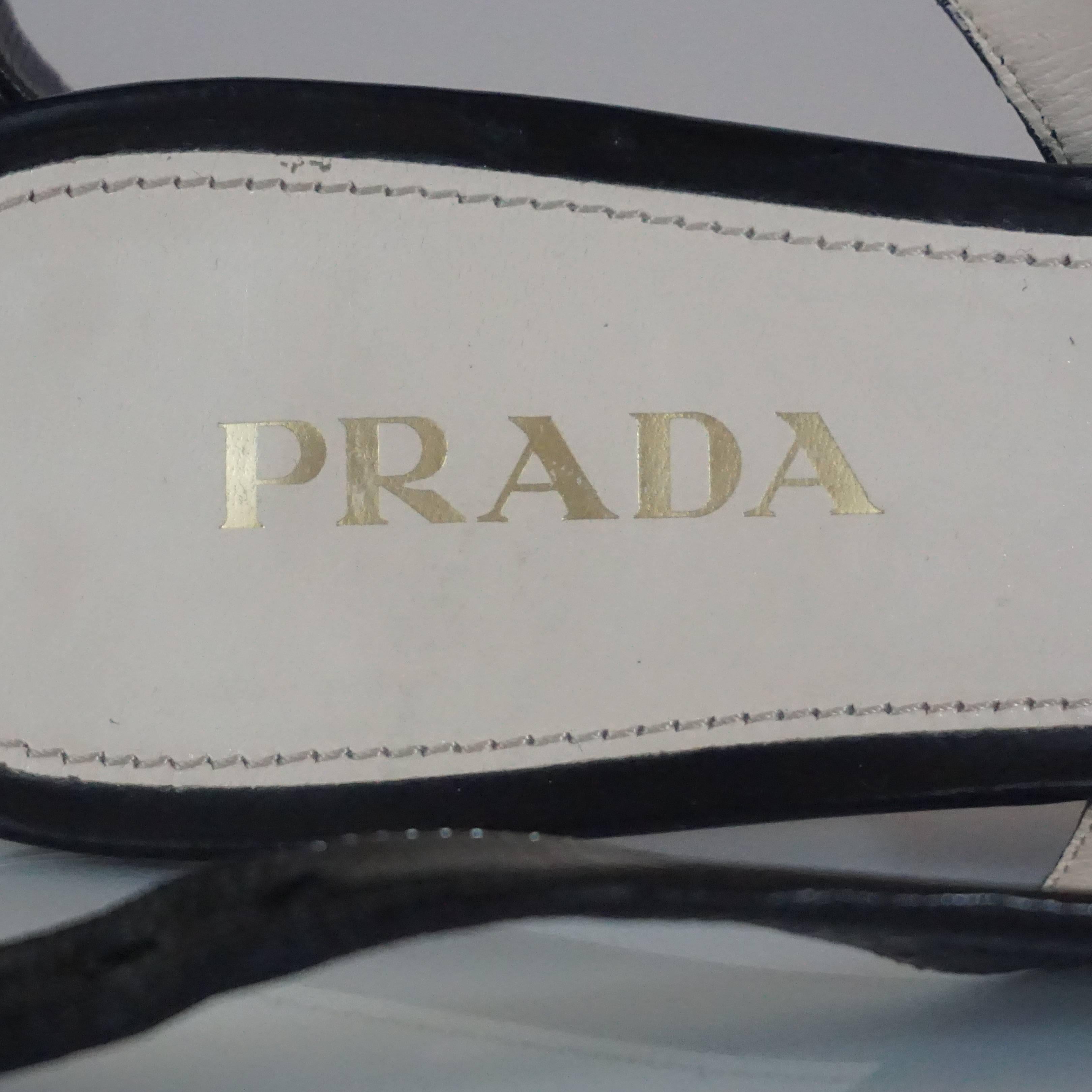 Prada Black Leather Ruched Slingback Heels - 36.5 2