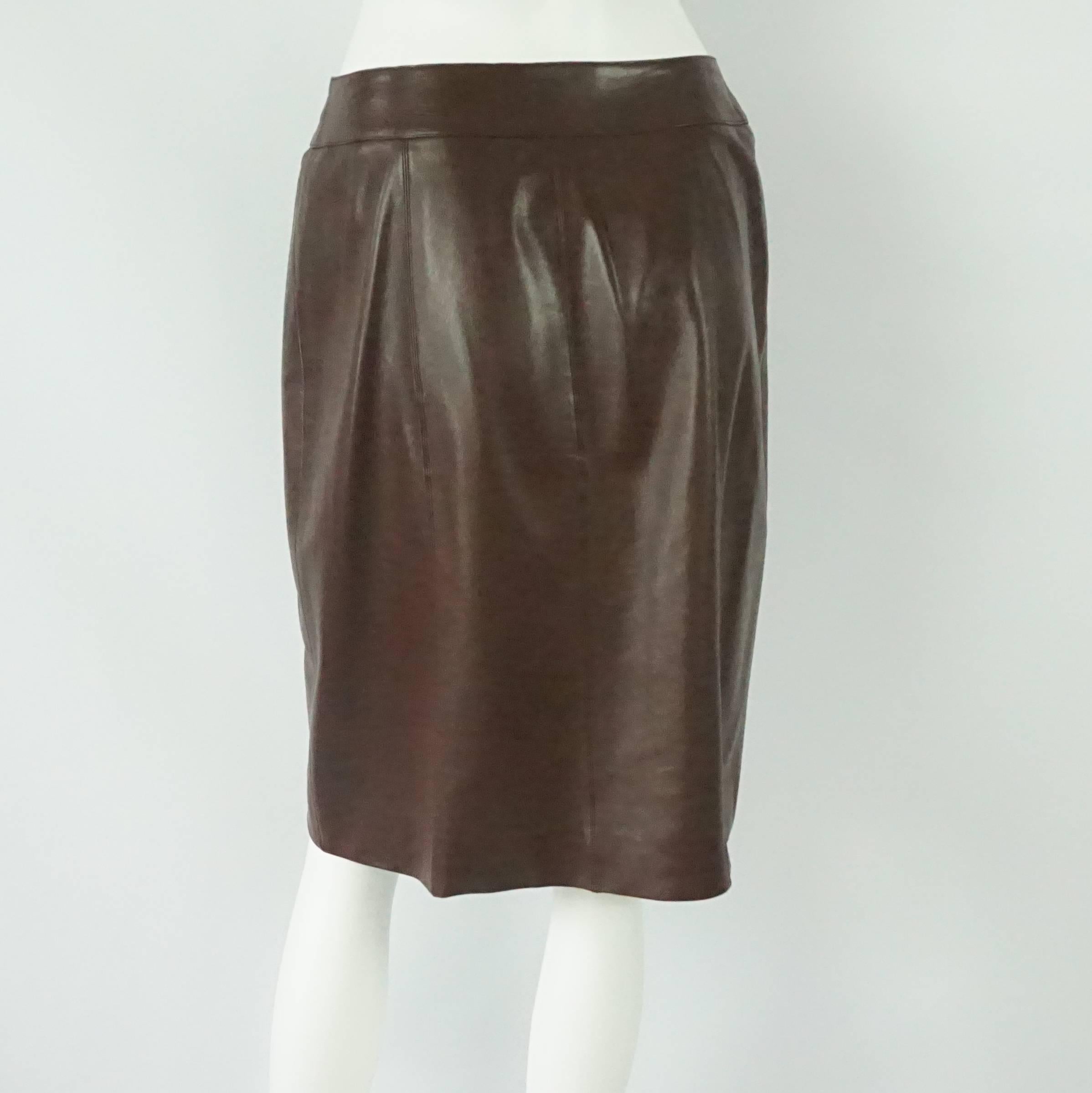 Black Chanel Brown Lambskin Wrap Skirt - Size 40 - Circa 2001A For Sale