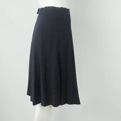 Chanel Navy Pleated Front Skirt - 38