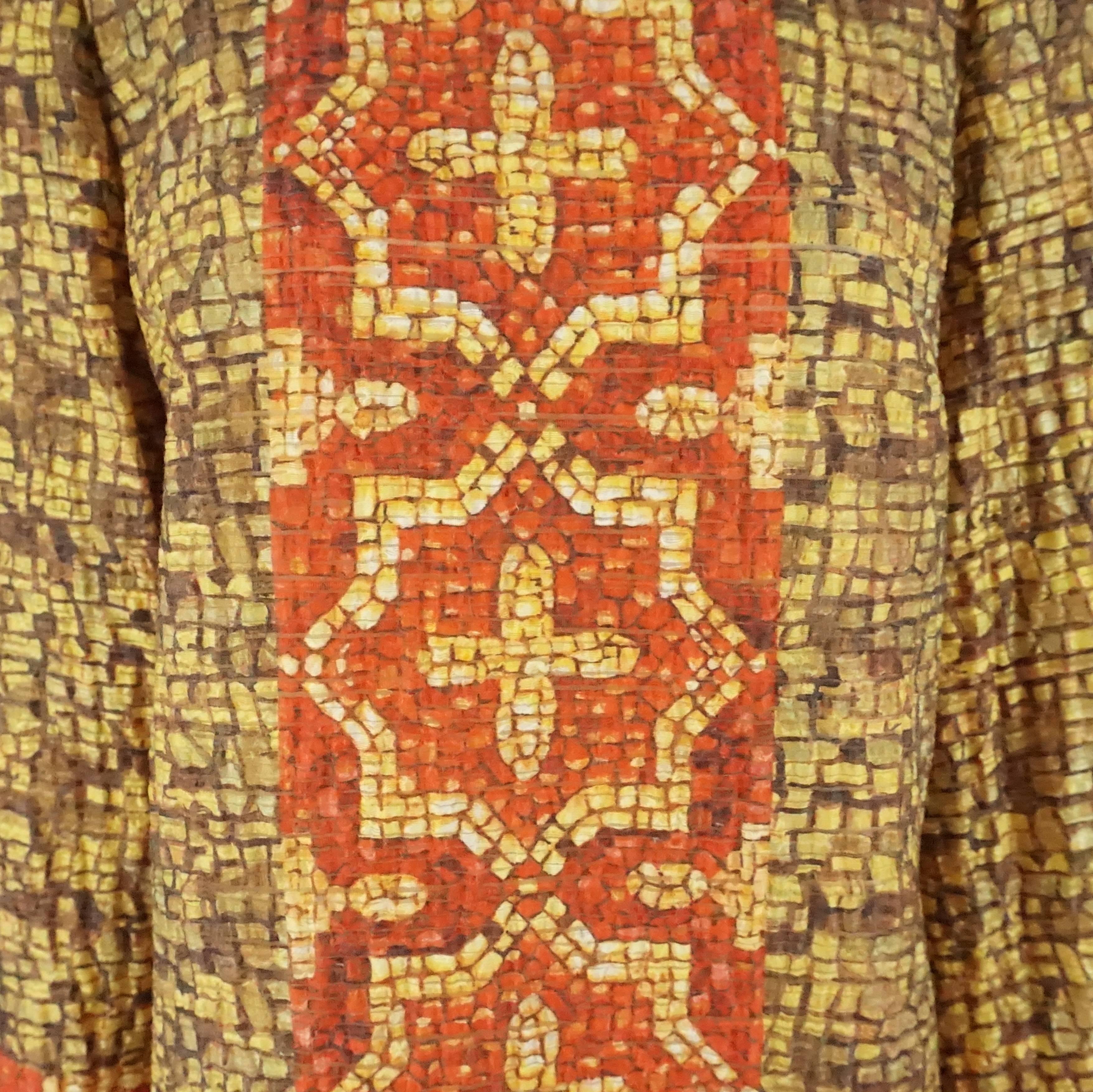 Dolce & Gabbana Earthtone Mosaic Print Shift Dress-L In Excellent Condition In West Palm Beach, FL