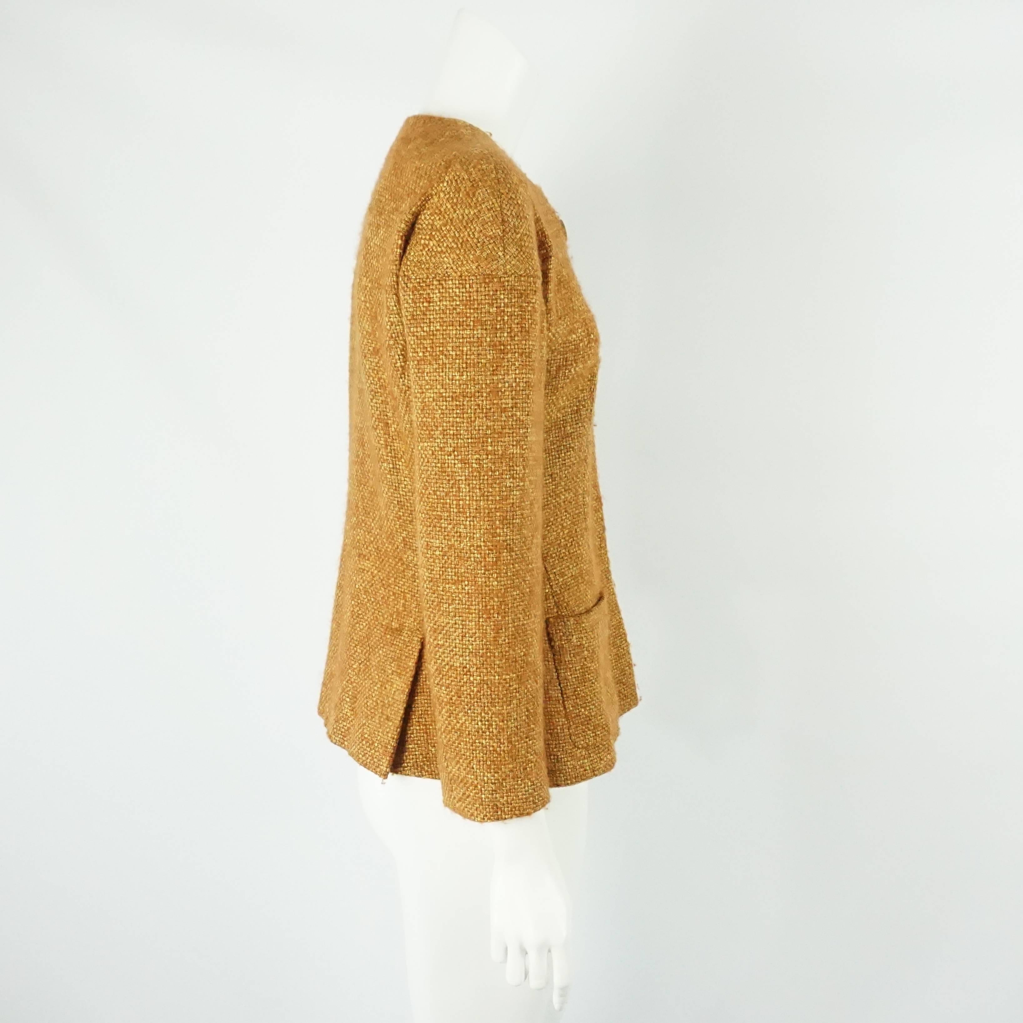 Chanel Burnt Orange Wool Blend Jacket with Removable Scarf - 38 - 01A In Excellent Condition In West Palm Beach, FL