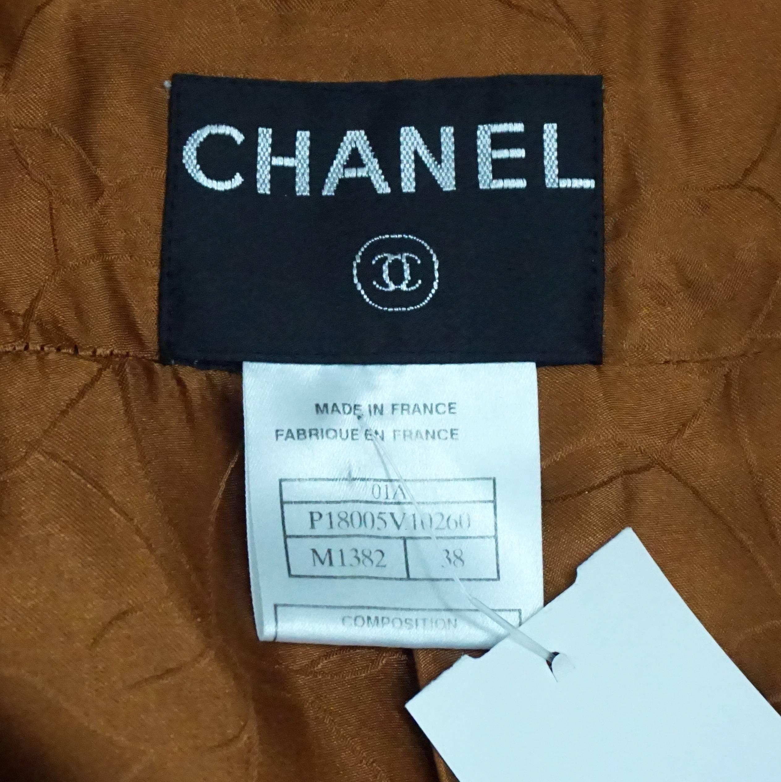 Chanel Burnt Orange Wool Blend Jacket with Removable Scarf - 38 - 01A 2