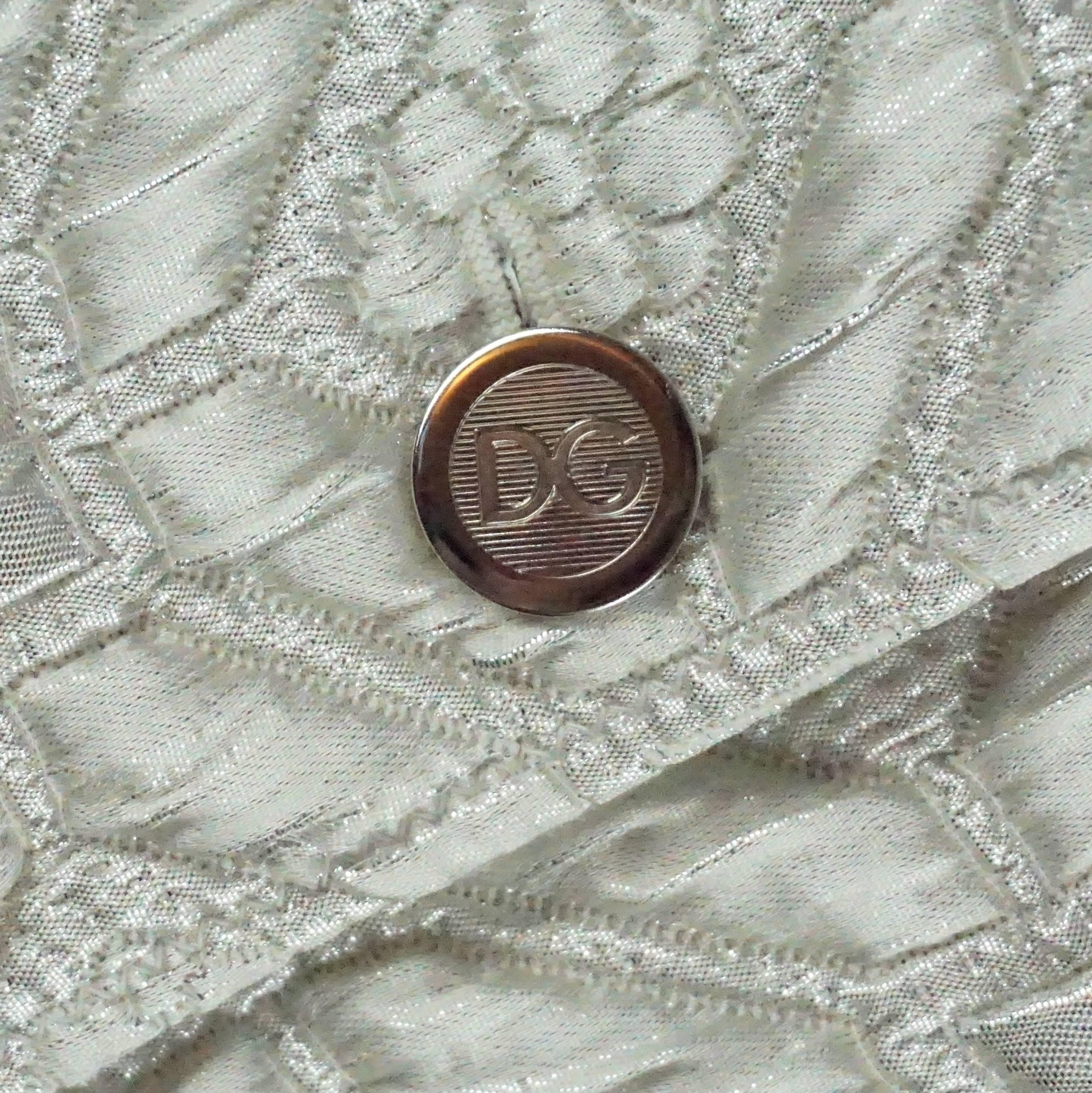 Women's DOLCE & GABBANA Silver/Metallic Silk Quilted Brocade Jacket-46