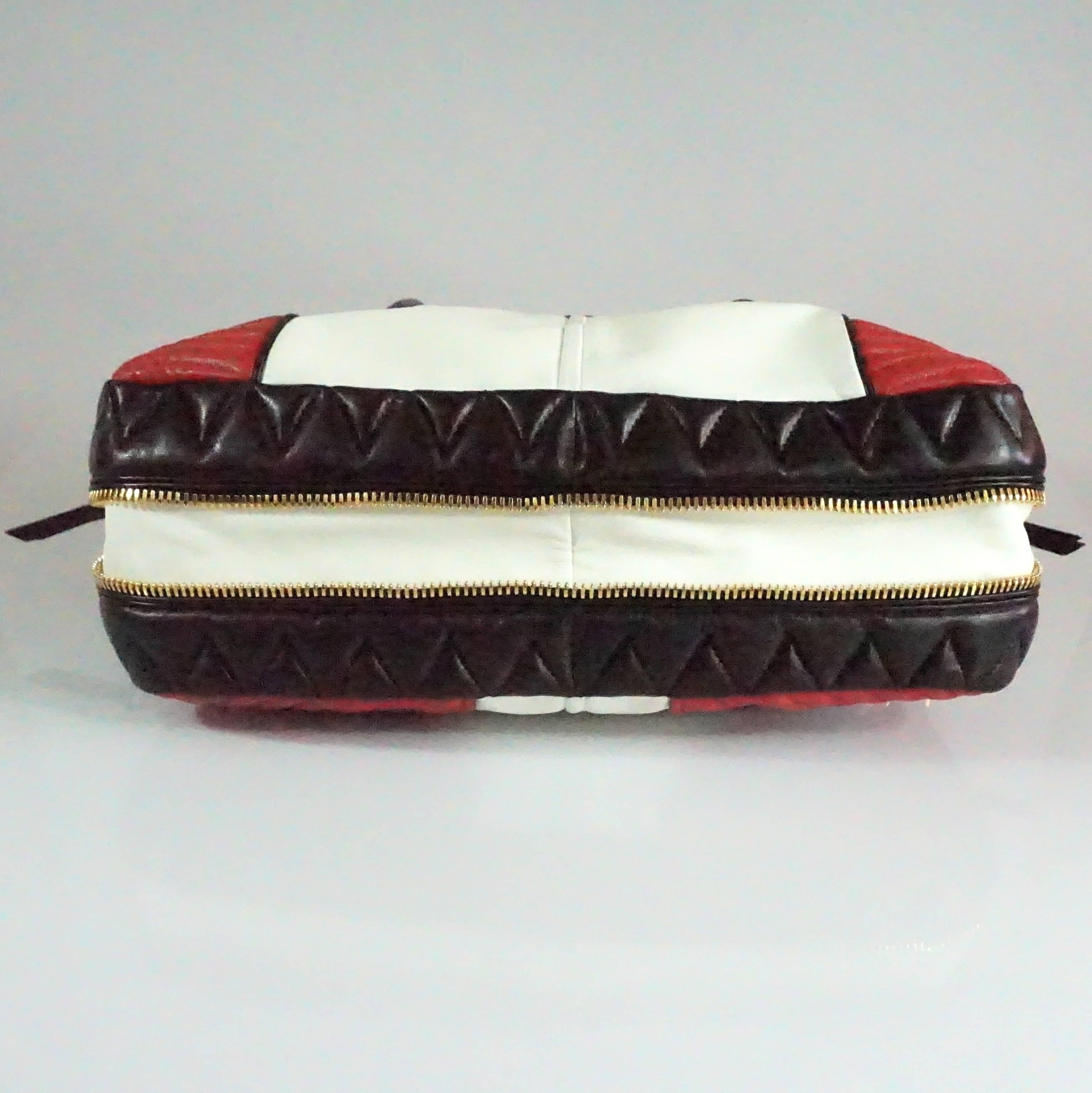 Miu Miu Black/White/Red Quilted Handbag - GHW 2