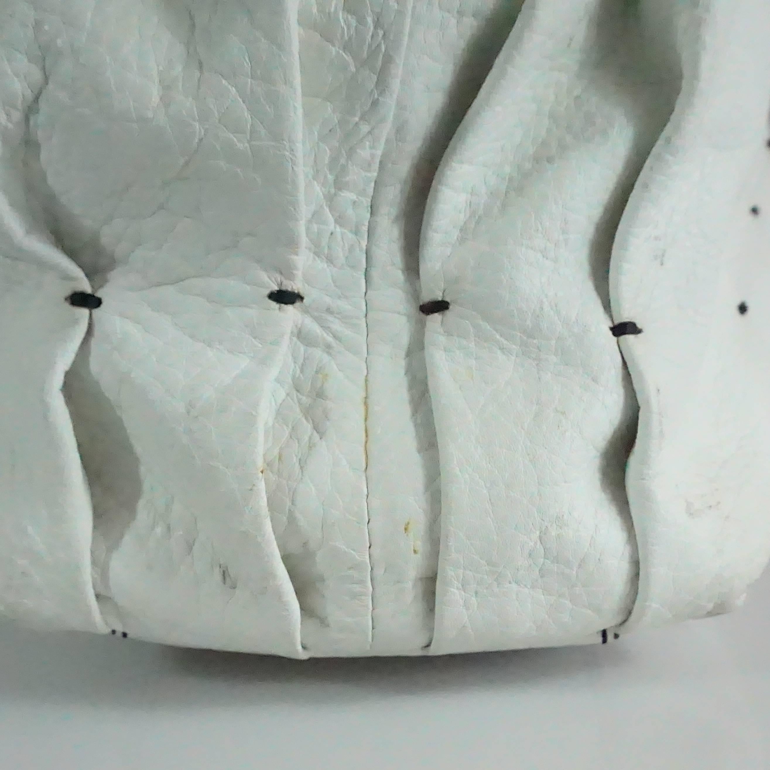 Valentino Garavani White Pebbled Leather Handbag w/ Black Patent Handles-GHW 1