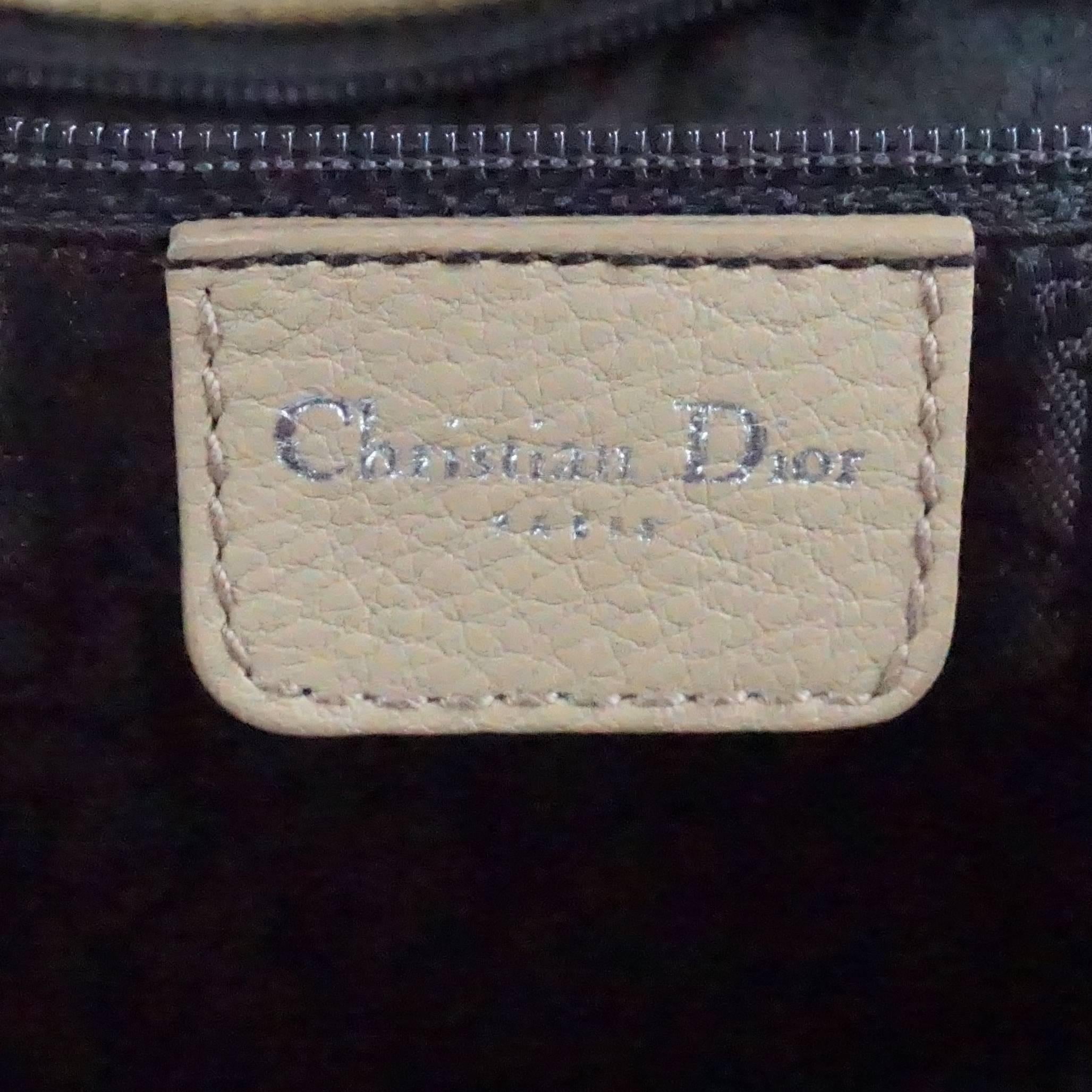 Christian Dior Tan Suede and Leather Large Pouchette w/ Rhinestones-SHW 1