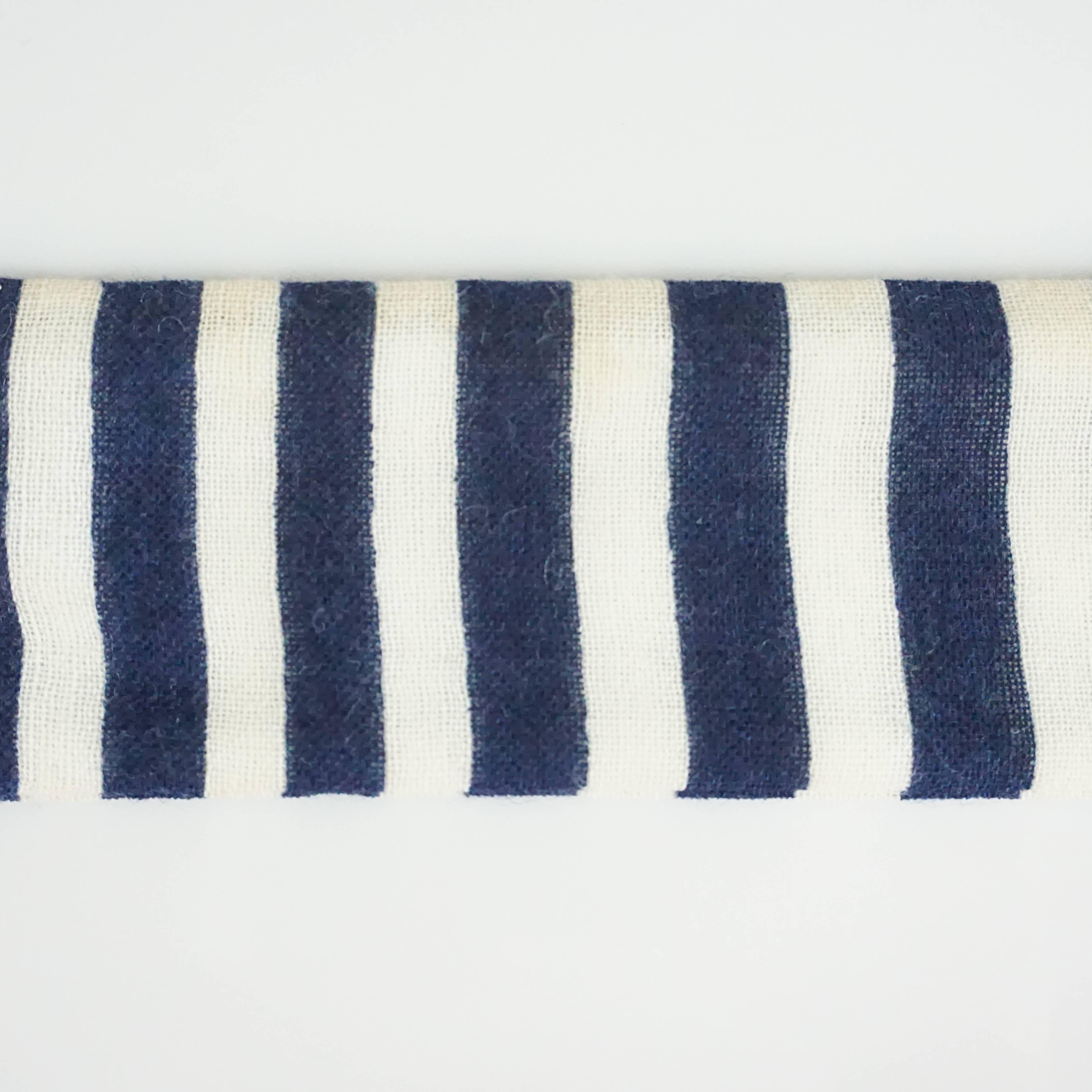 Pauline Trigere - Robe, manteau et ceinture en laine rayée bleu marine et ivoire - 8 pièces, circa 60 en vente 5