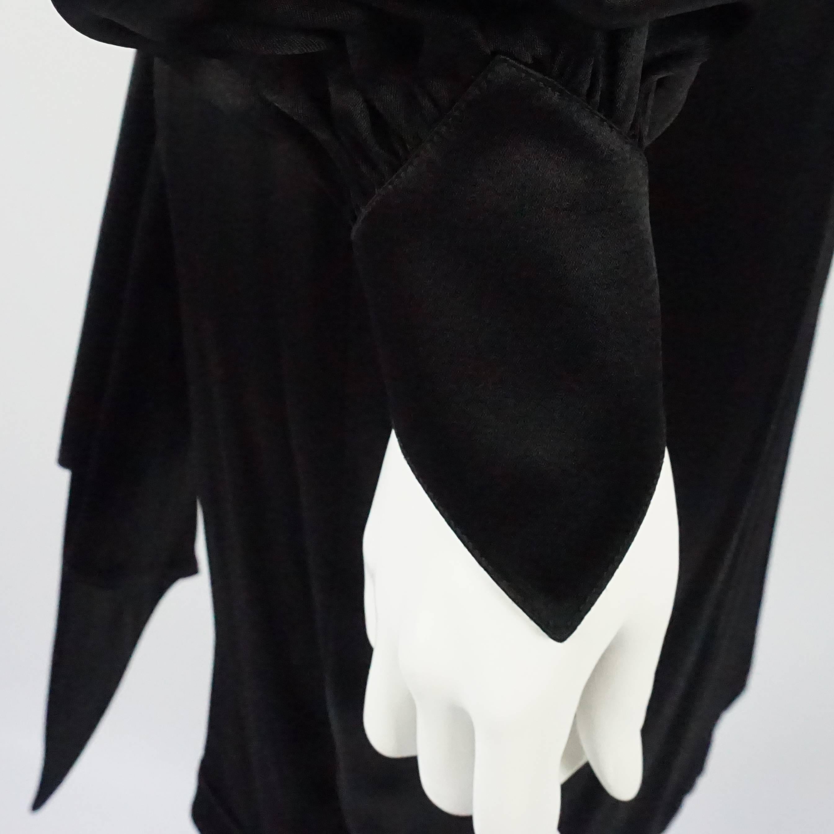 Women's Thierry Mugler Black Satin Dress with Back Bow - 40 - Circa 1980s