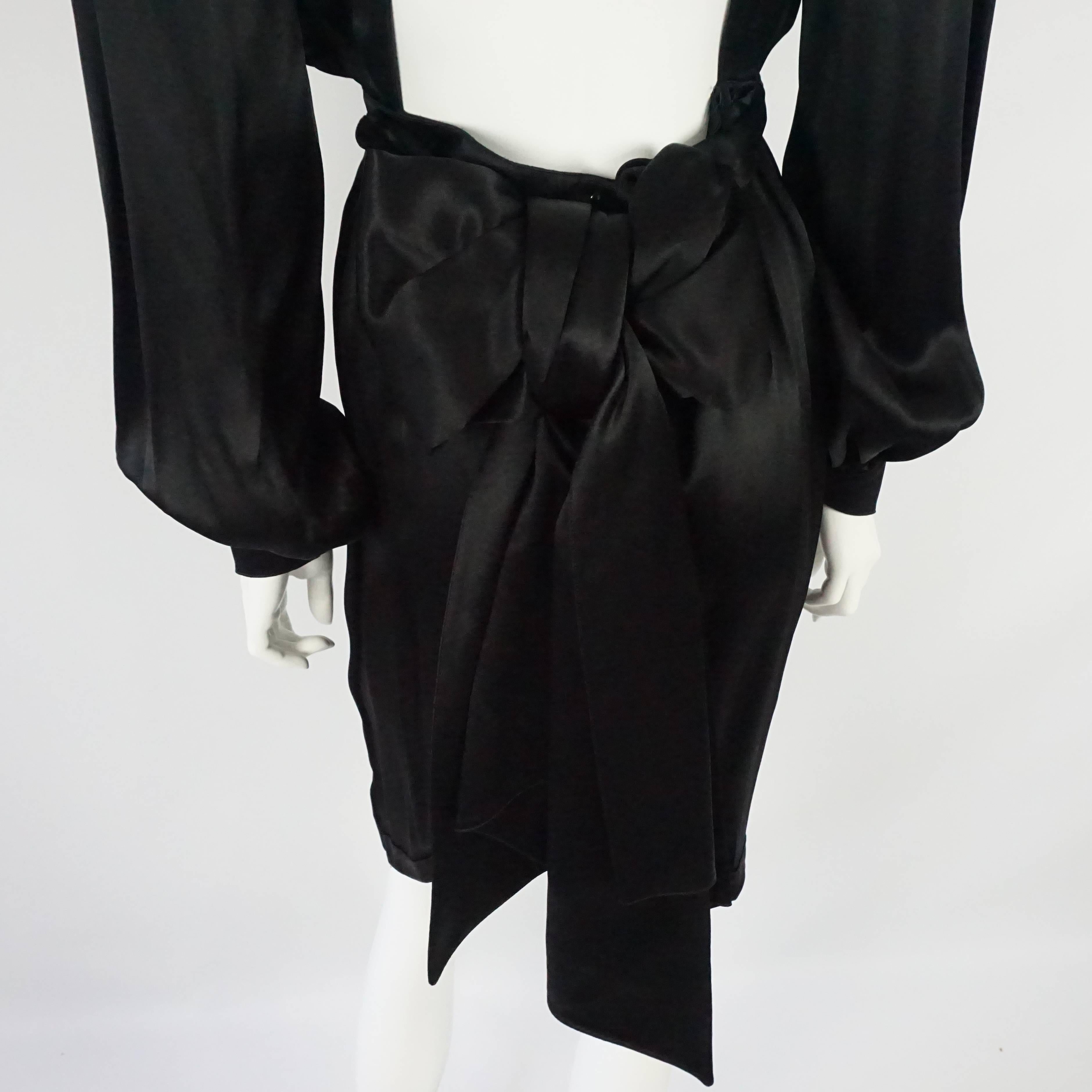 Thierry Mugler Black Satin Dress with Back Bow - 40 - Circa 1980s 1