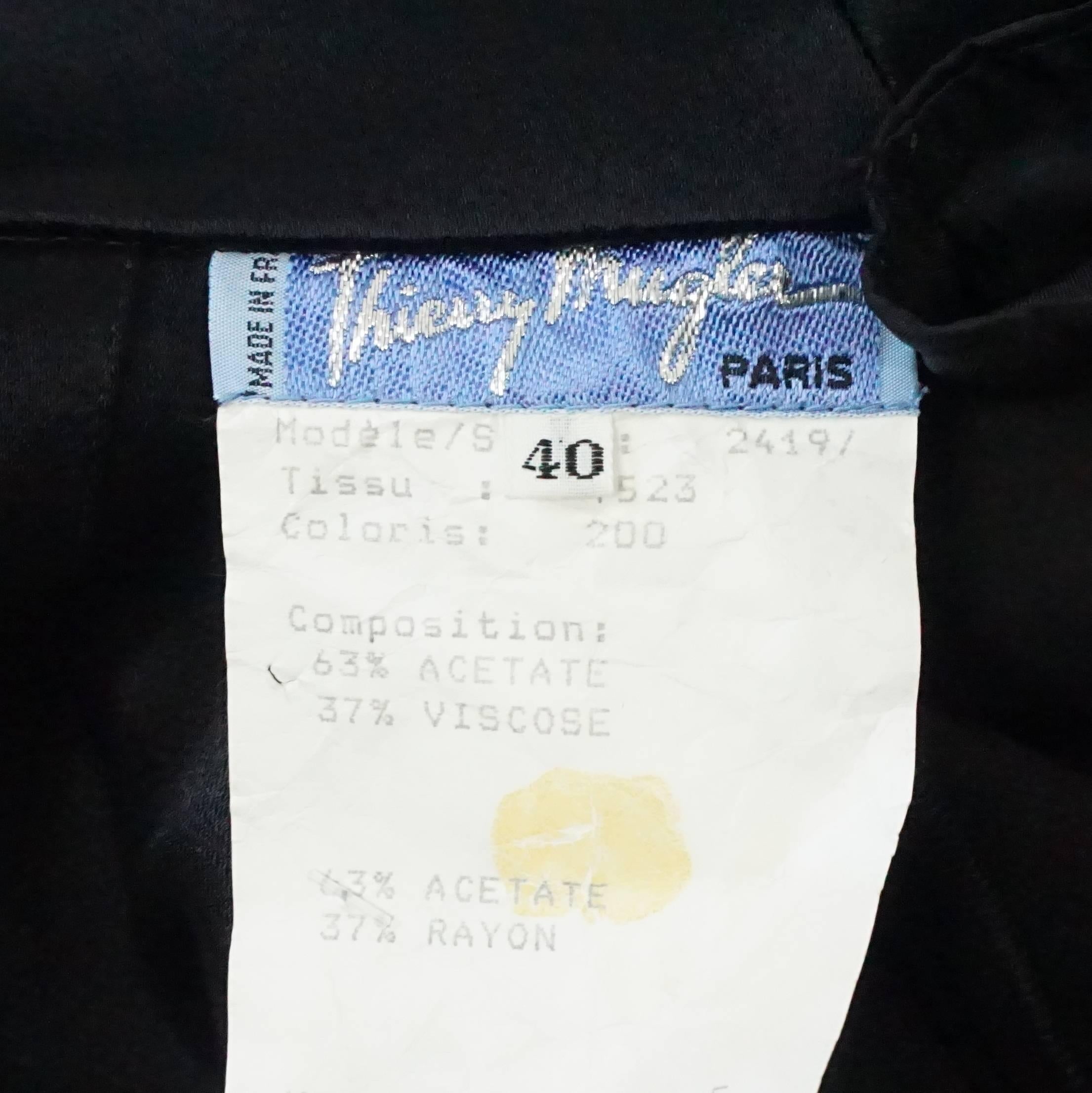 Thierry Mugler Black Satin Dress with Back Bow - 40 - Circa 1980s 2