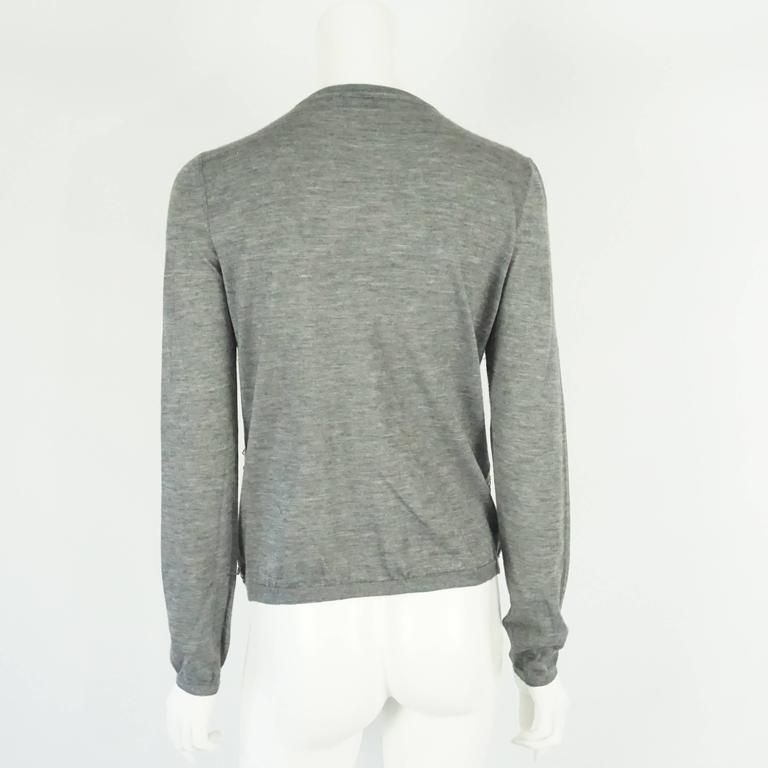 Valentino Gray Cotton-Knit Cardigan with Beaded Design - M at 1stDibs
