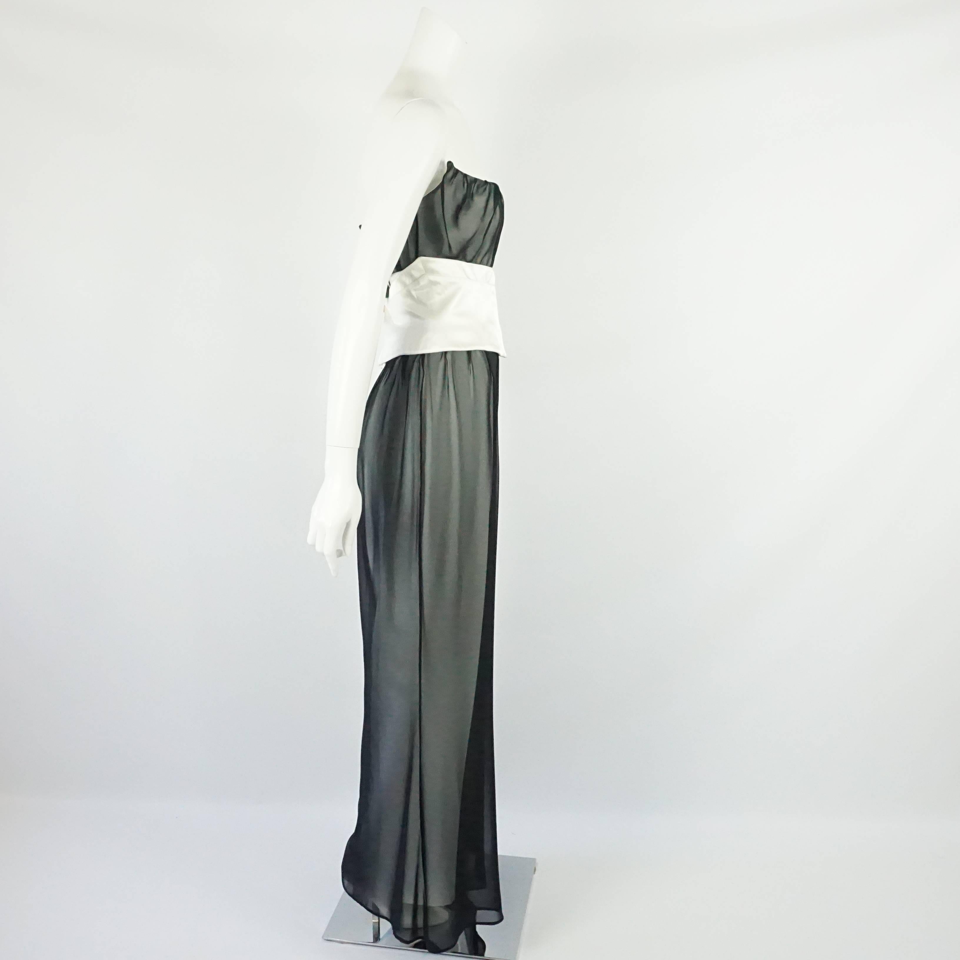 Gray Thierry Mugler Black / White Palazzo Pants Cropped Bustier and Belt, Circa 1980s