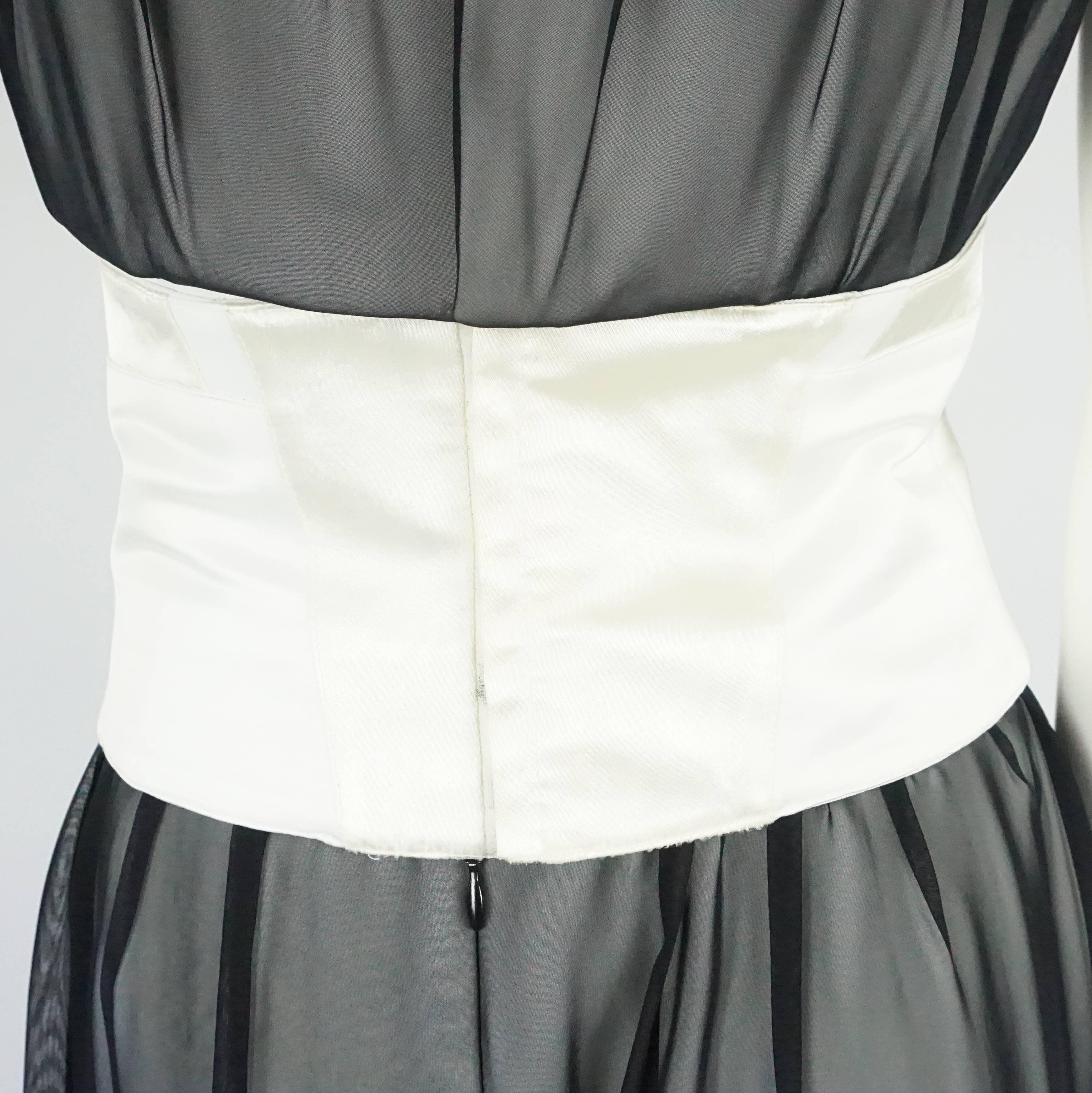 Thierry Mugler Black / White Palazzo Pants Cropped Bustier and Belt, Circa 1980s 1