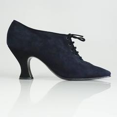 Yves Saint Laurent Navy Suede Lace Up Bootie - 7 - Circa 90's