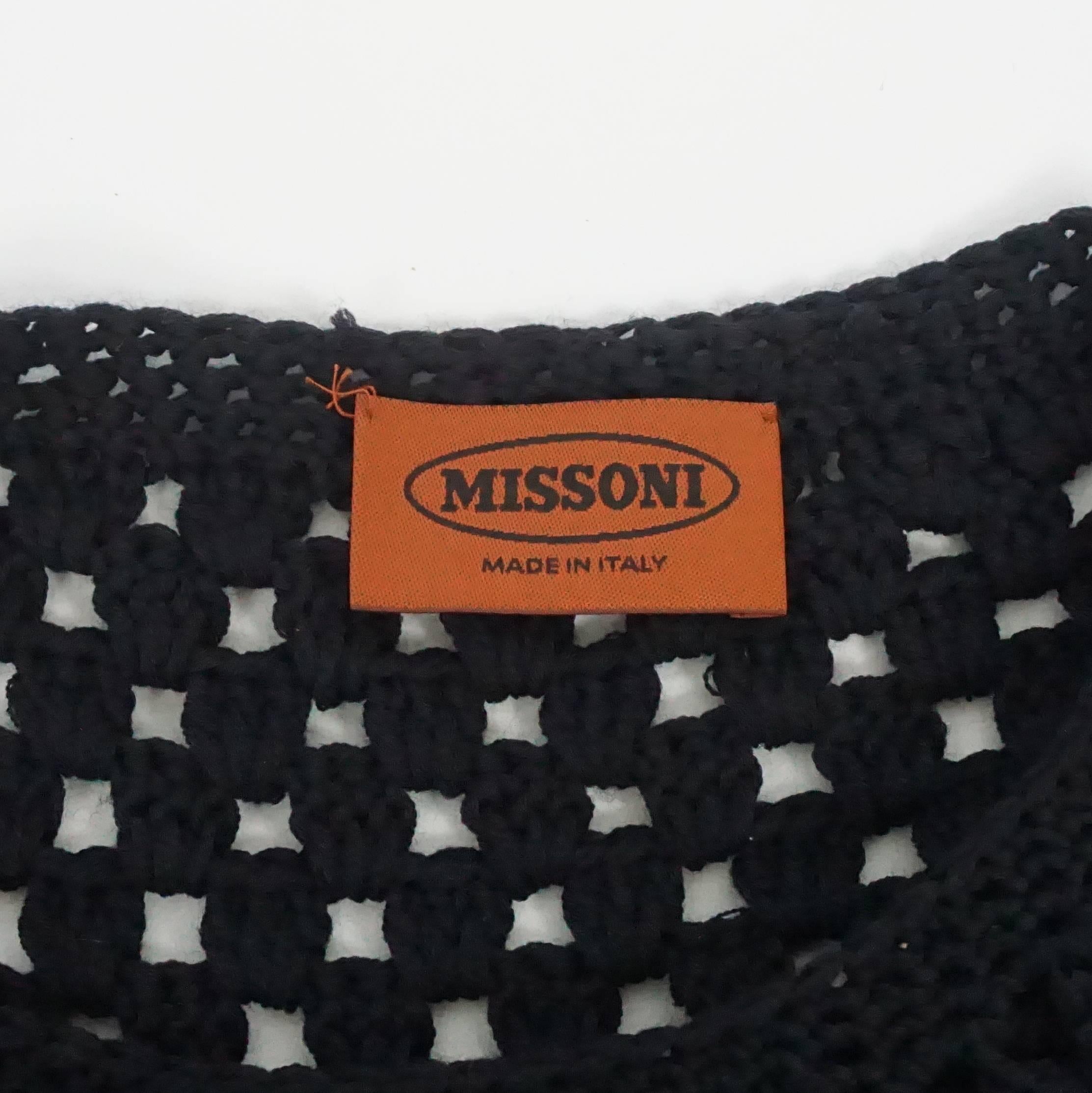 Missoni - Robe sans manches en crochet noir et multicolore 40 Excellent état - En vente à West Palm Beach, FL