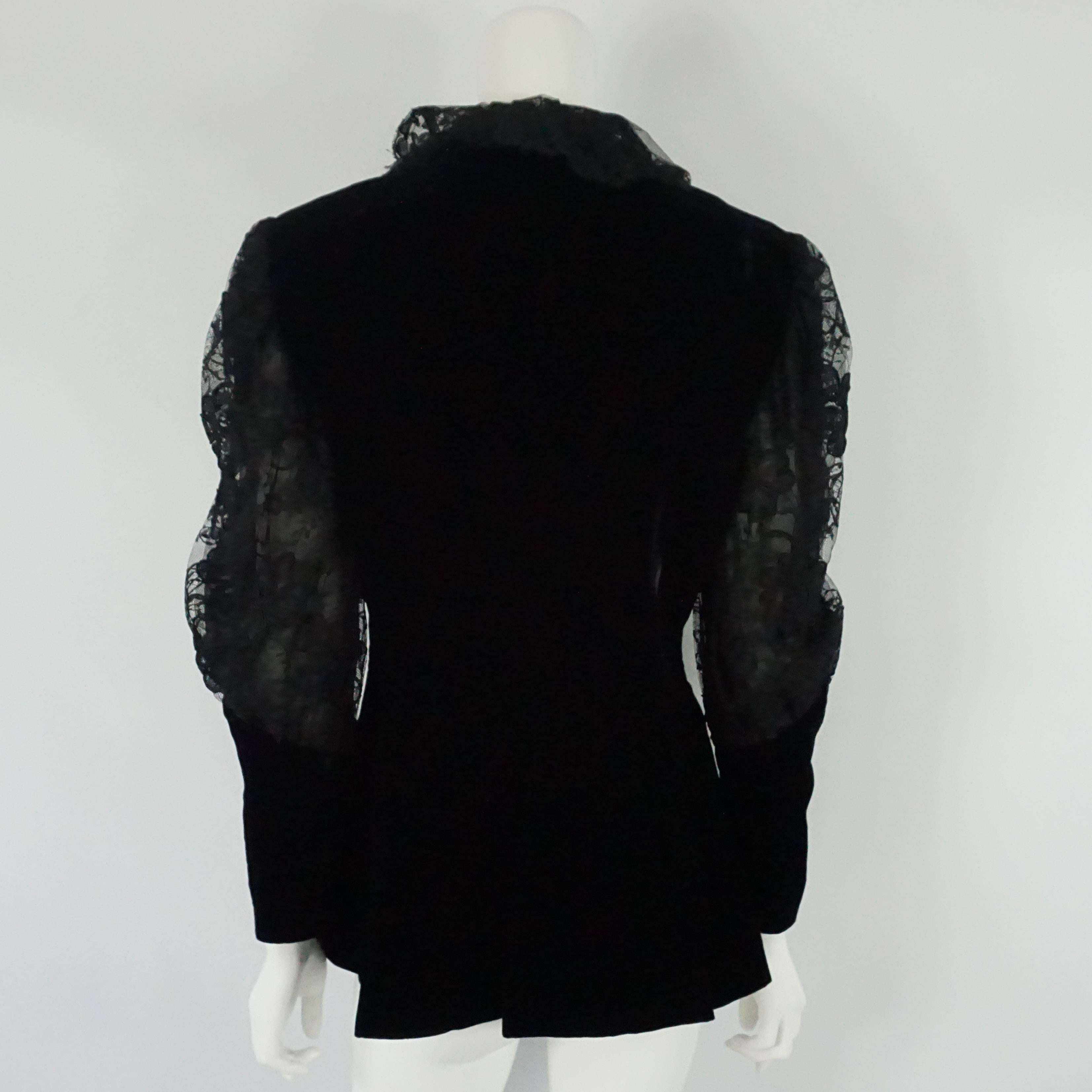 Jean-Louis Scherrer Black Velvet and Lace Victorian Style Jacket-8-70's In Excellent Condition In West Palm Beach, FL