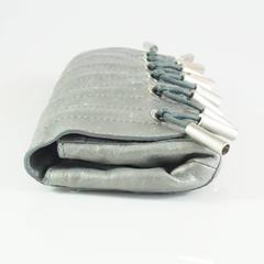 Donna Karan Collection Grey Pearl Leather Clutch with Ties - SHW