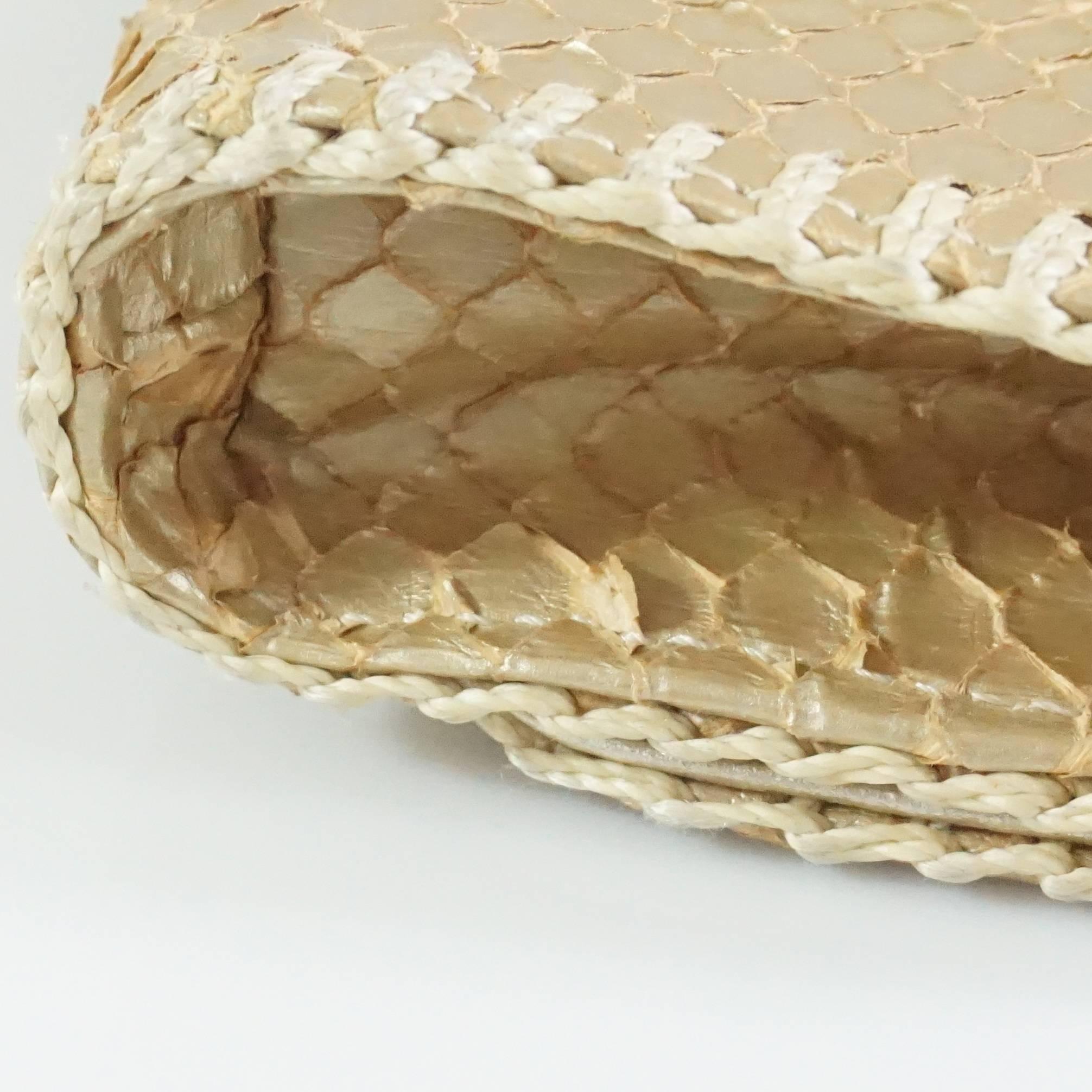 Carlos Falchi Gold Snake Clutch with Strap and Woven Detail 3