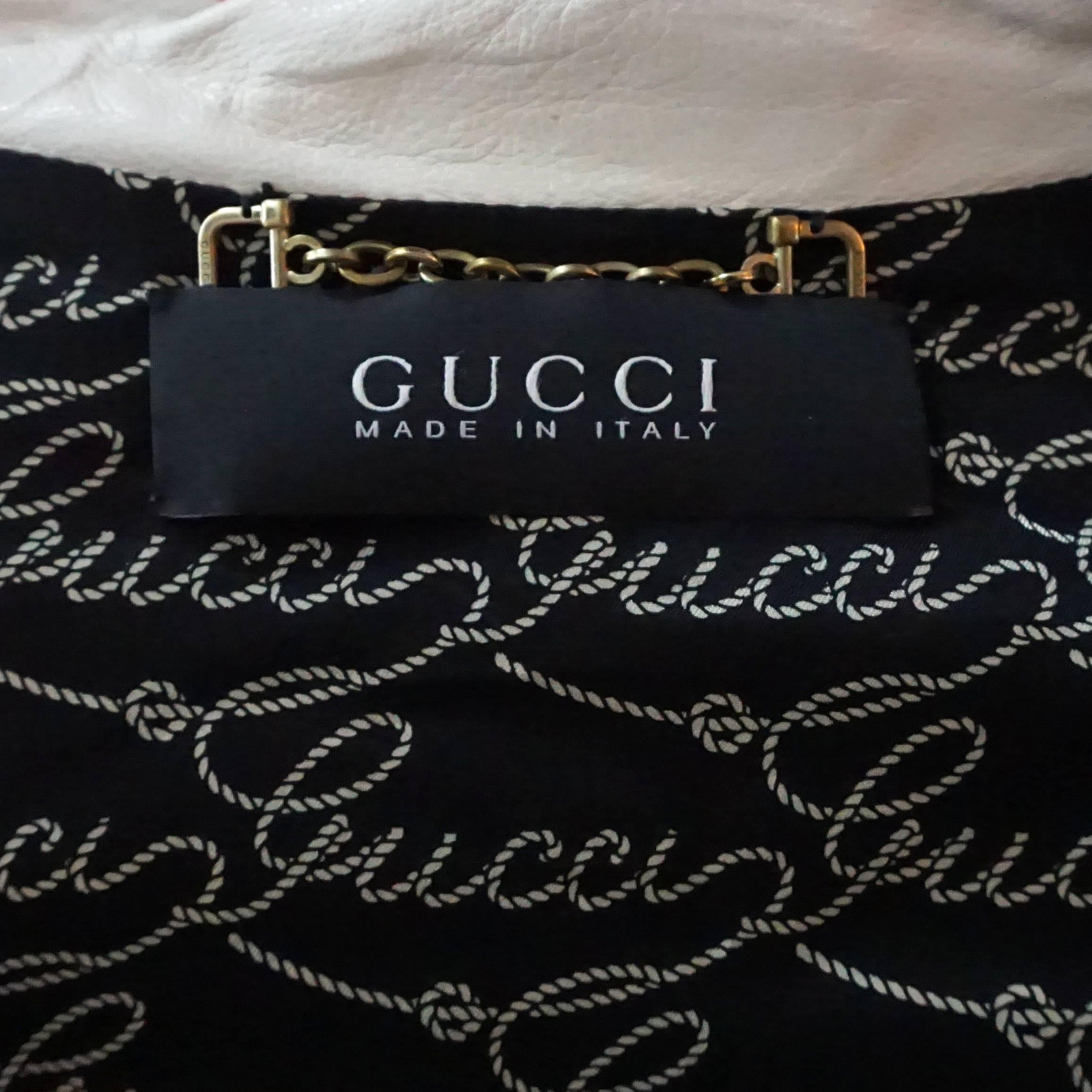 Gucci Ivory Leather Jacket - M 2