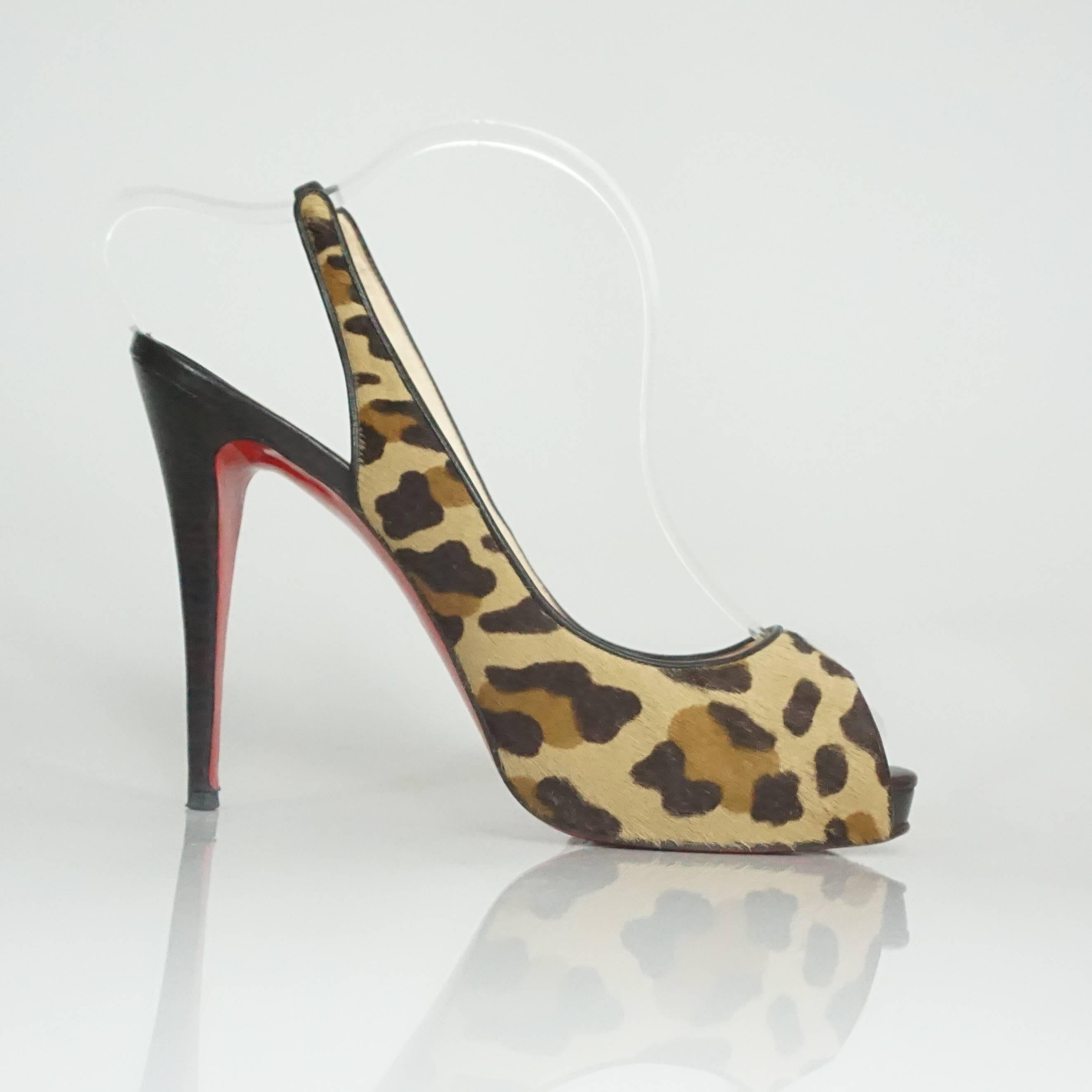 Christian Louboutin Animal Print Pony Hair Peeptoe Slingback - 42 at ...