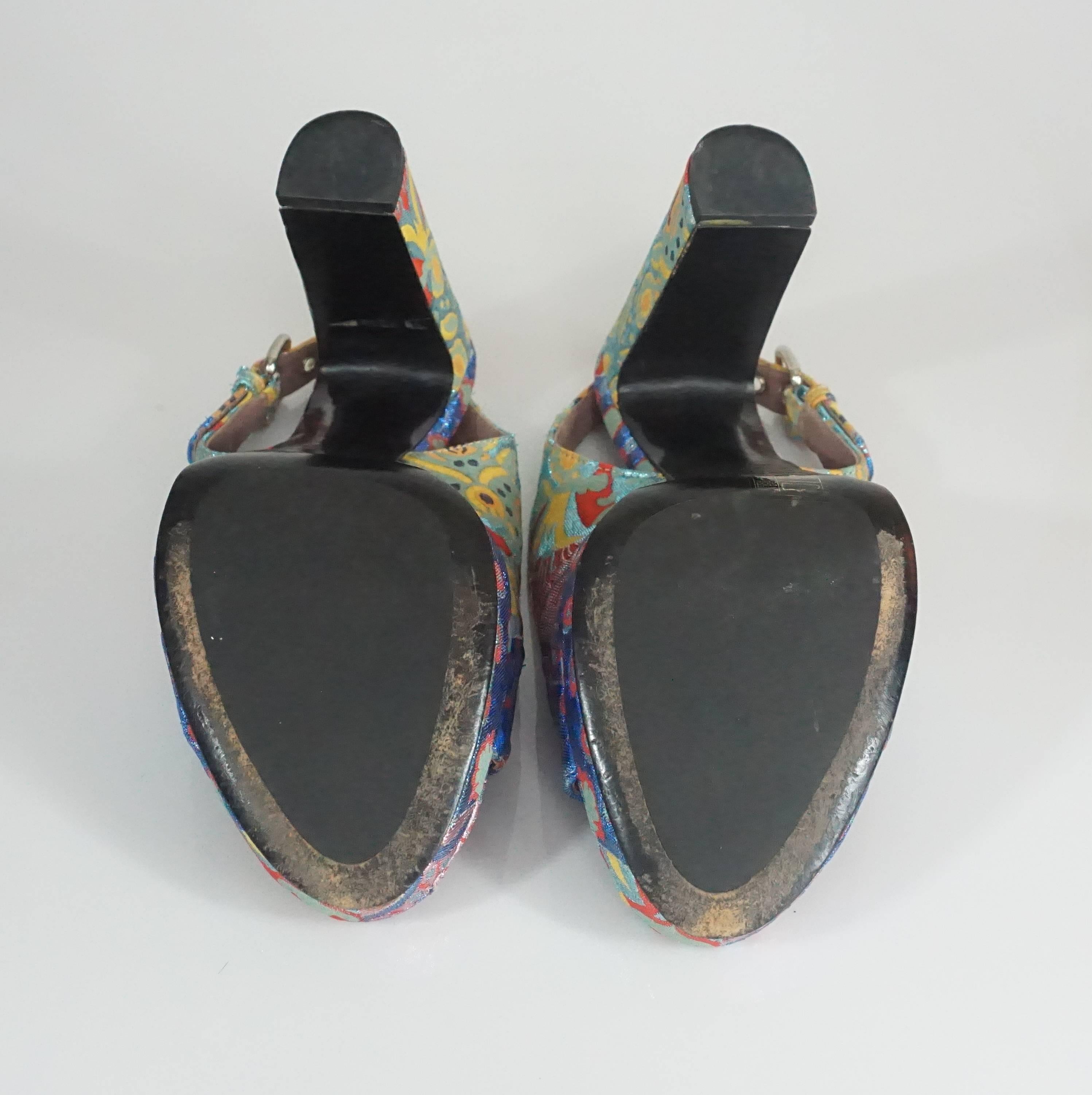 Donna Miu Miu - Slingback con punta aperta in broccato multicolore - 40,5 - SHW in vendita