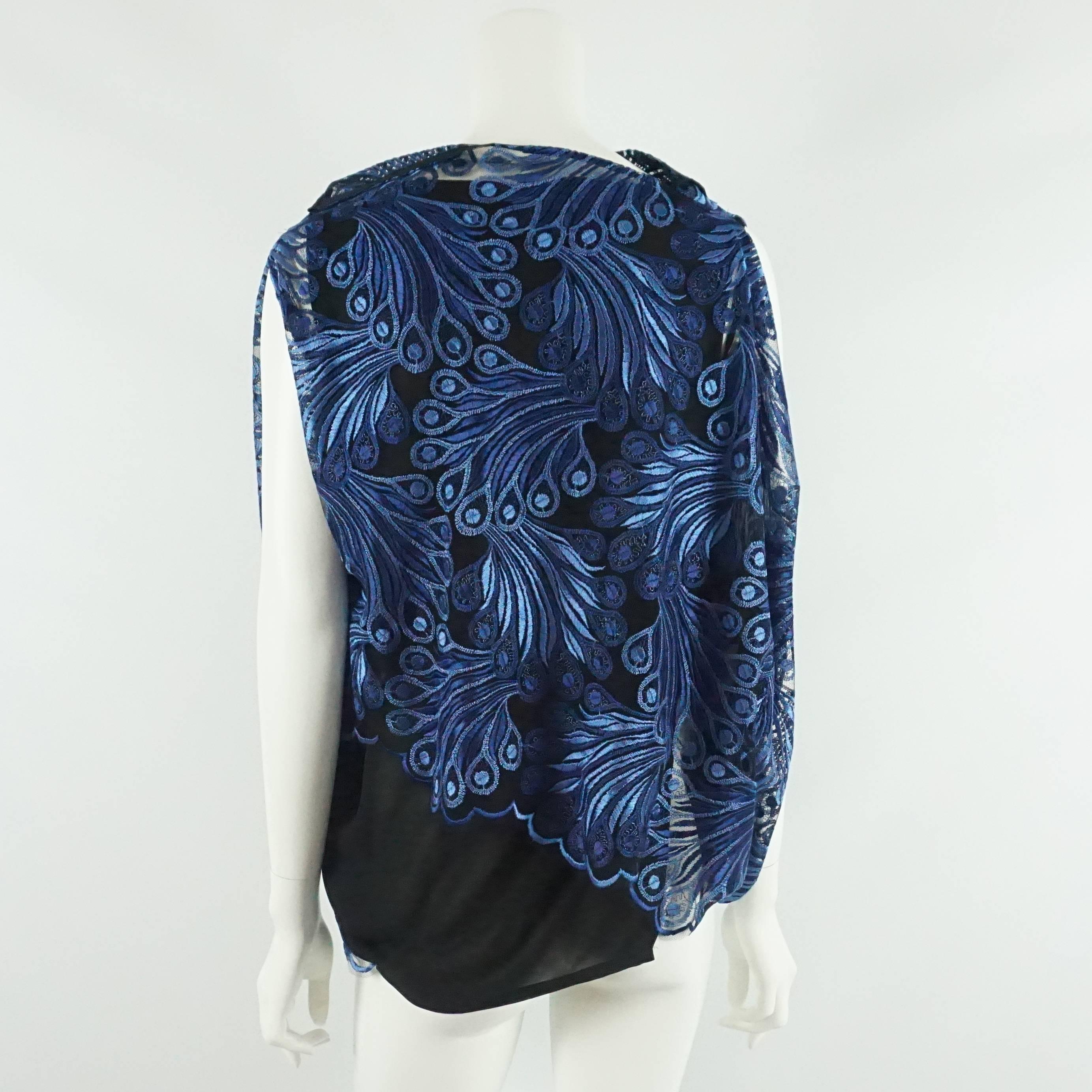 Purple Junya Watanabe Comme des Garcons Blue and Black Lace Top - S For Sale