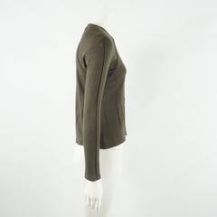 Chado Ralph Rucci Army Green Silk Jersey Long Sleeve Top - 8