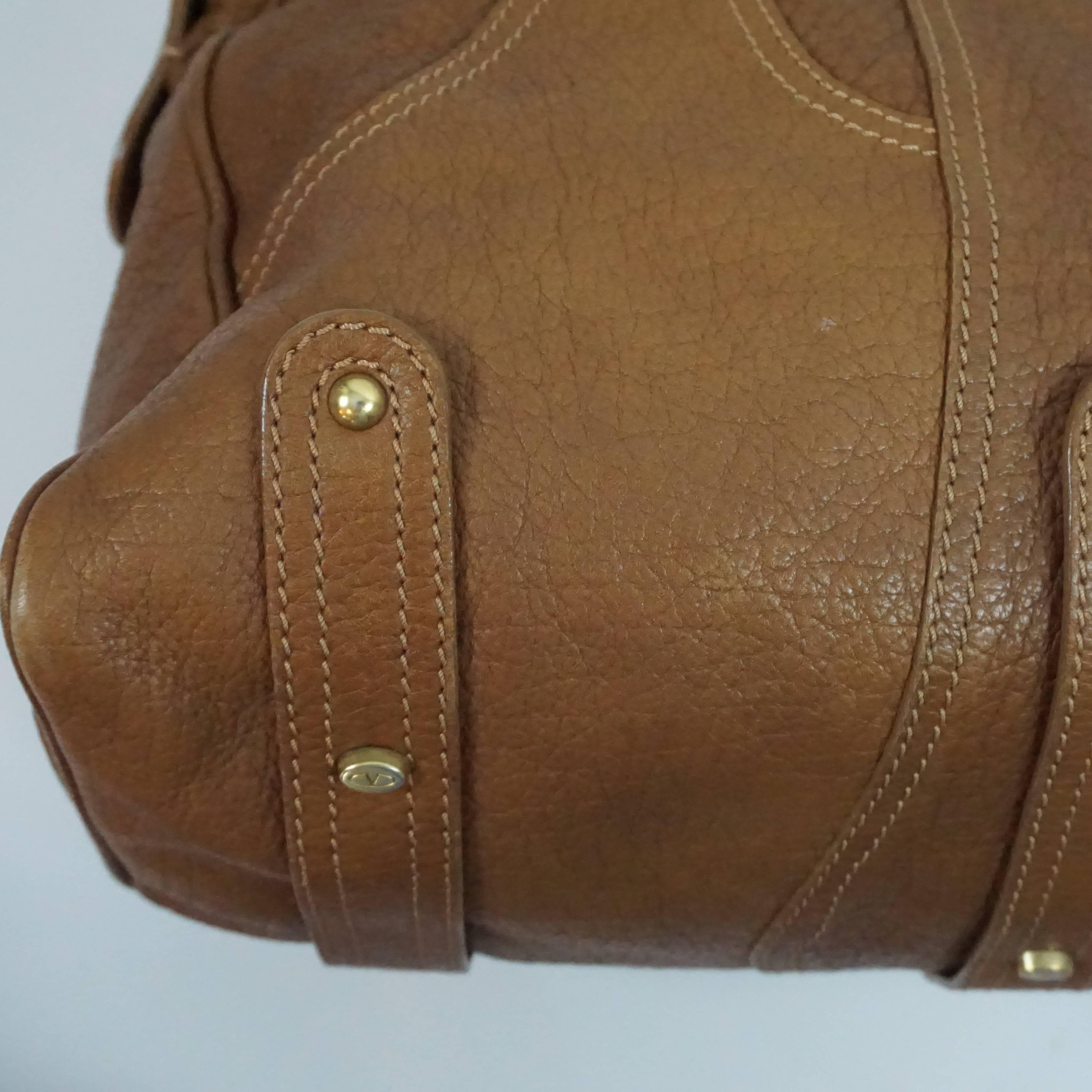 Valentino Cognac Pebbled Leather Shoulder Bag - GHW 2