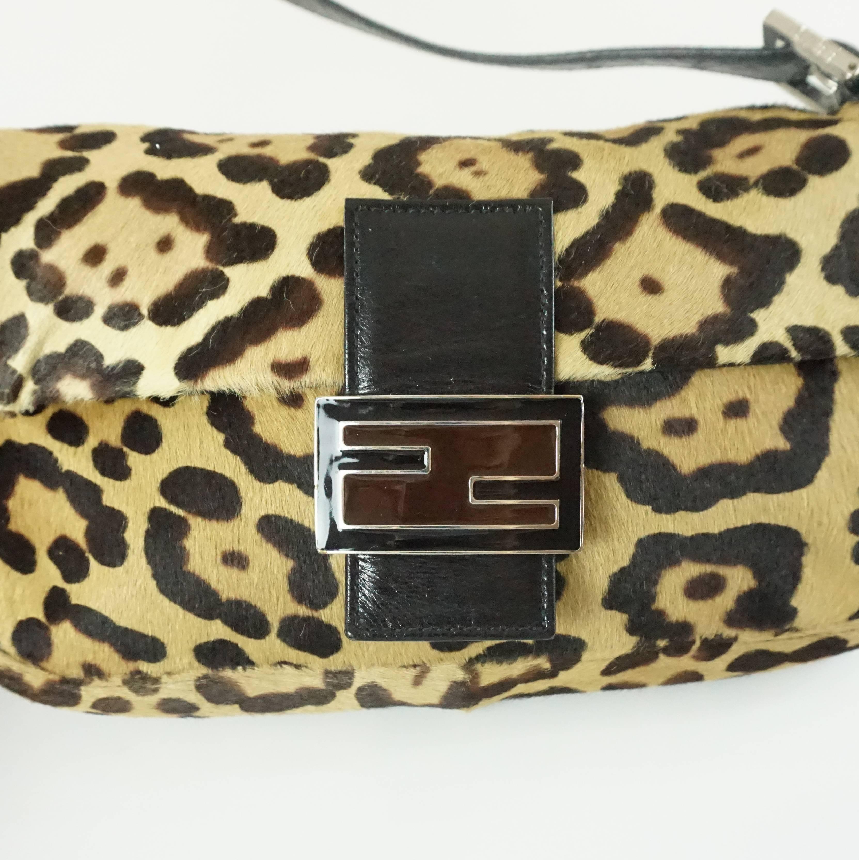 Fendi Animal Print Pony Hair and Leather Baguette - SHW In Excellent Condition In West Palm Beach, FL
