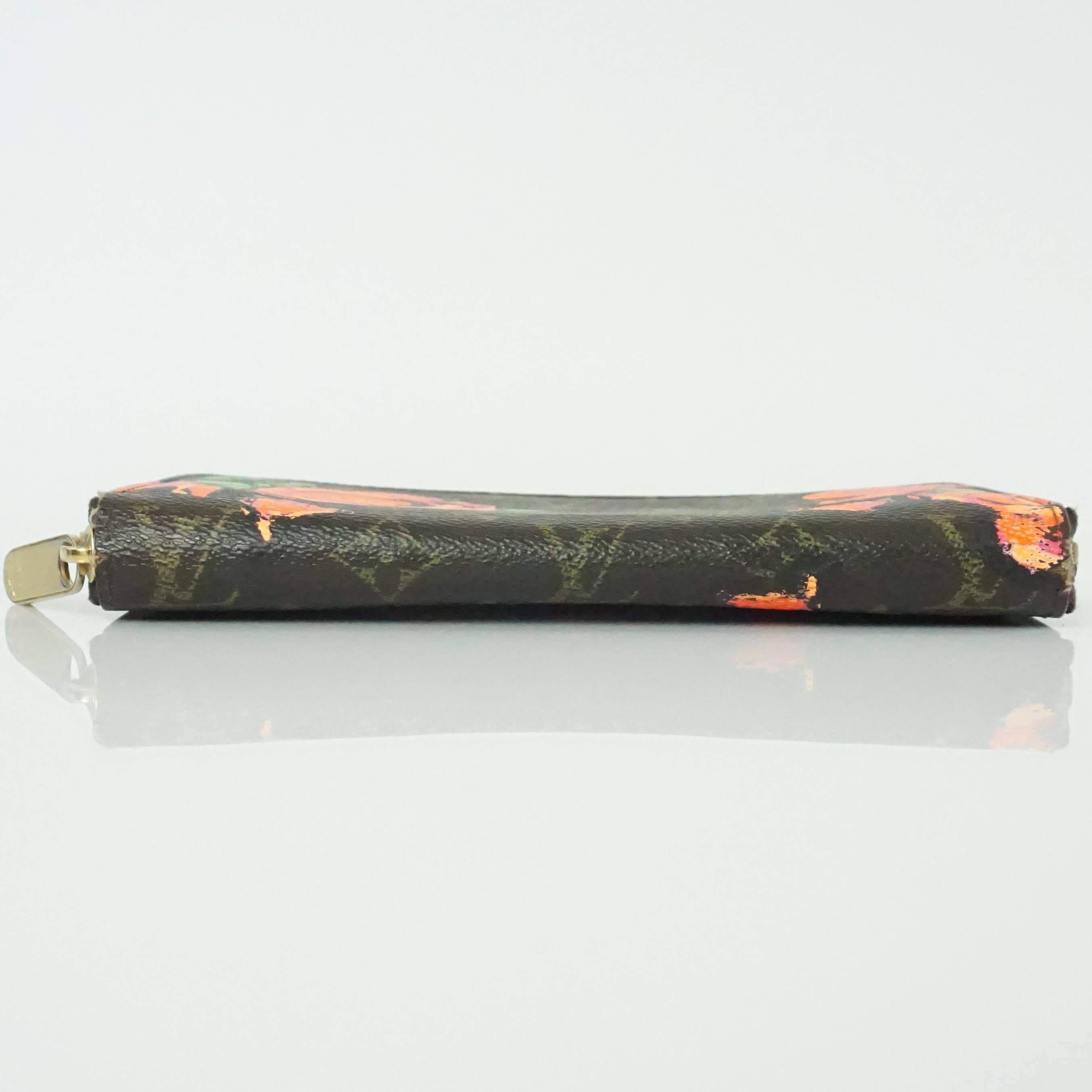 Louis Vuitton Brown Monogram Stephen Sprouse Floral Wallet - 2009 In Good Condition In West Palm Beach, FL