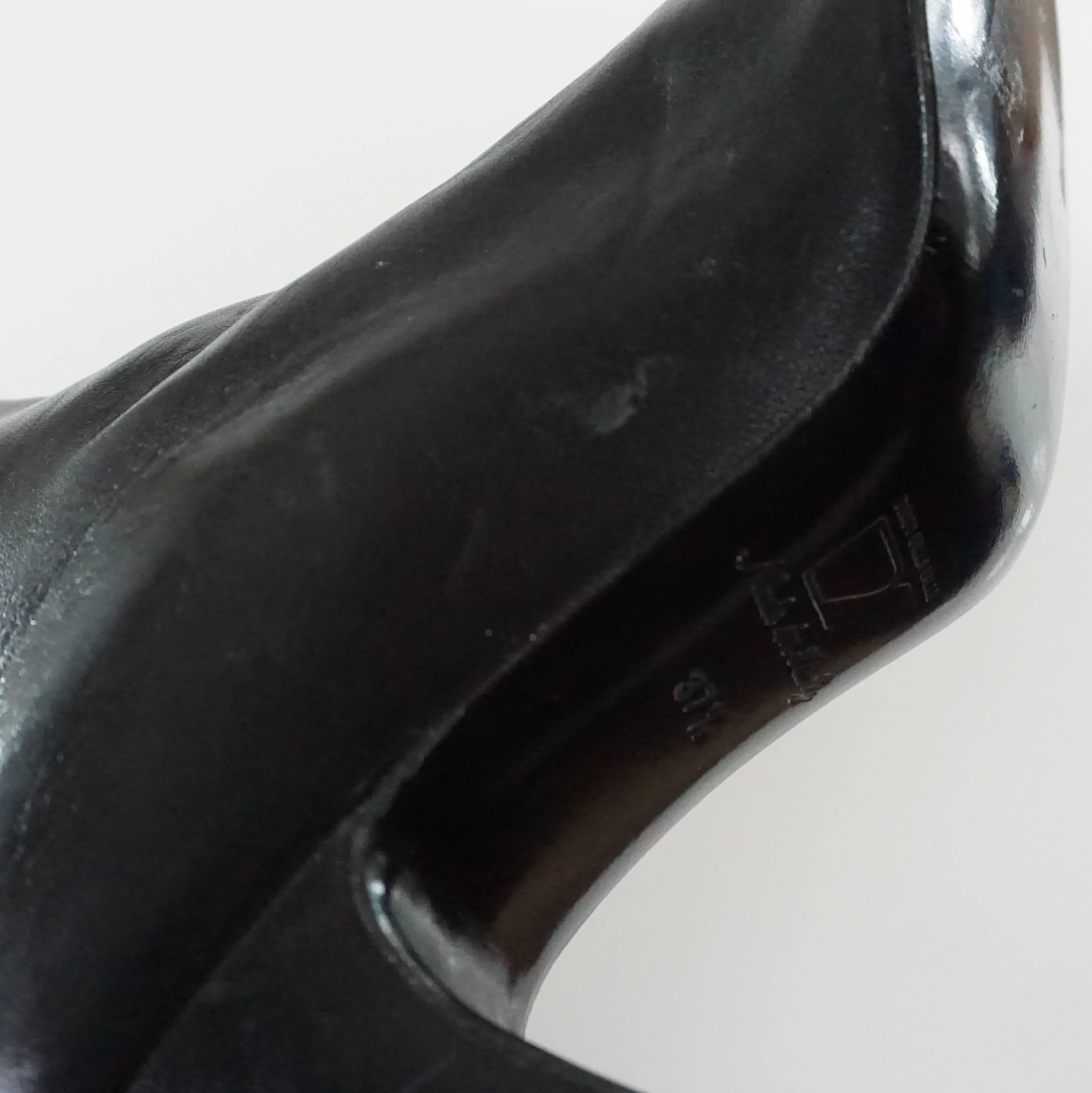 Azzedine Alaia Black Lambskin Boots with Lace-Up Sides - 37.5 - 1990's 4