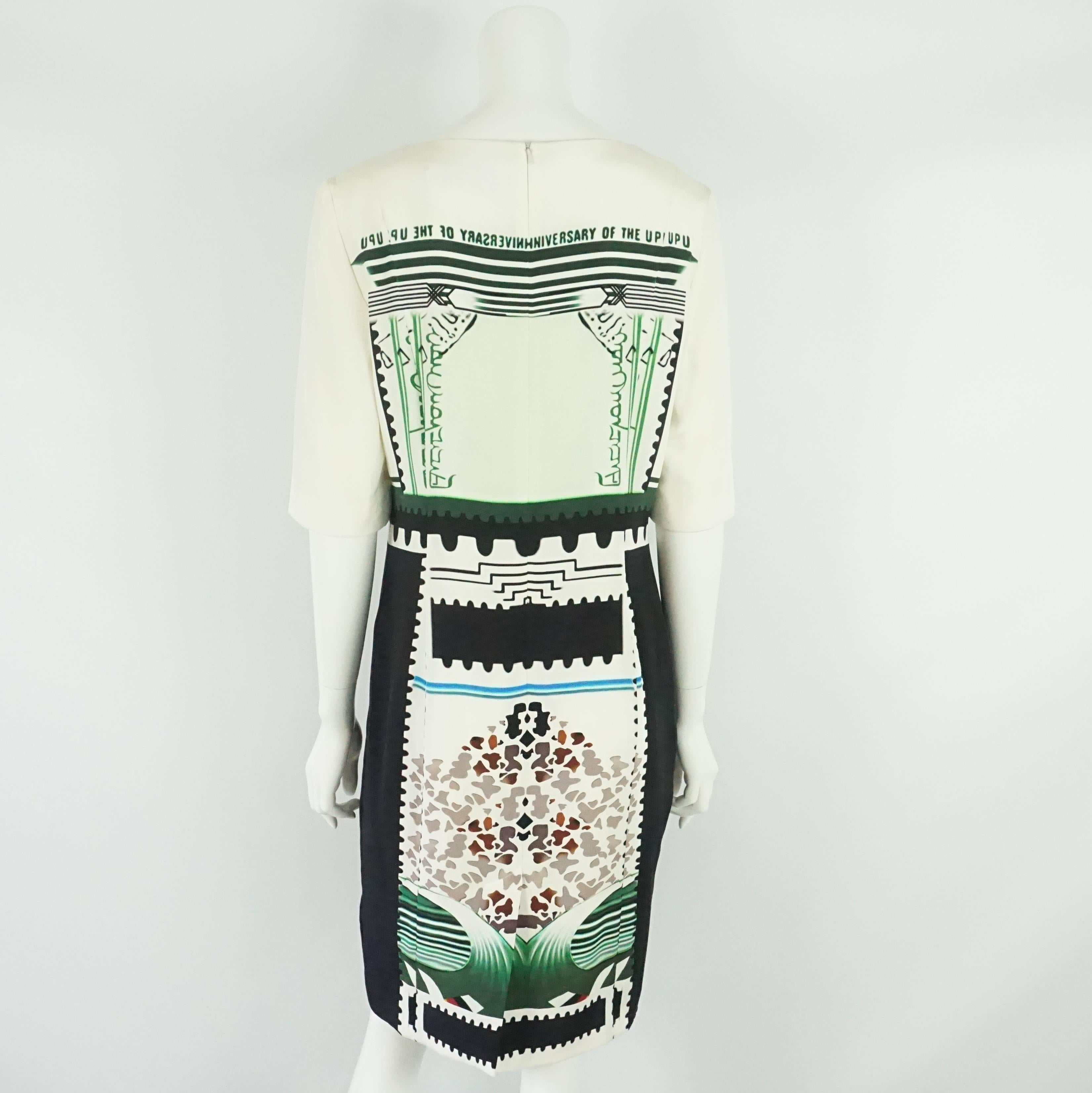 Gray Mary Katrantzou Black and White Silk Printed Shift Dress - 14