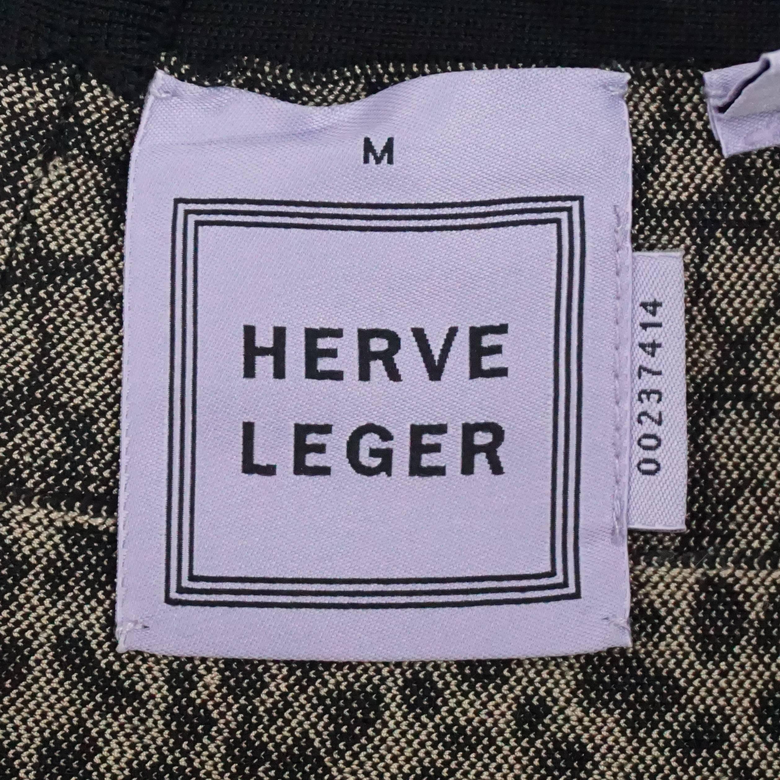 Herve Leger Black and Tan A-Line Bandage Animal Print Knit Skirt - M 1