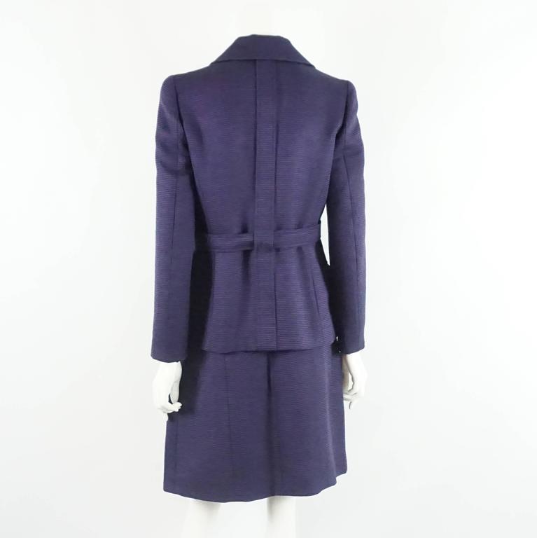 Chanel Purple Two Toned Wool/Silk Blend Ribbed Skirt Suit - 40 - 01P ...