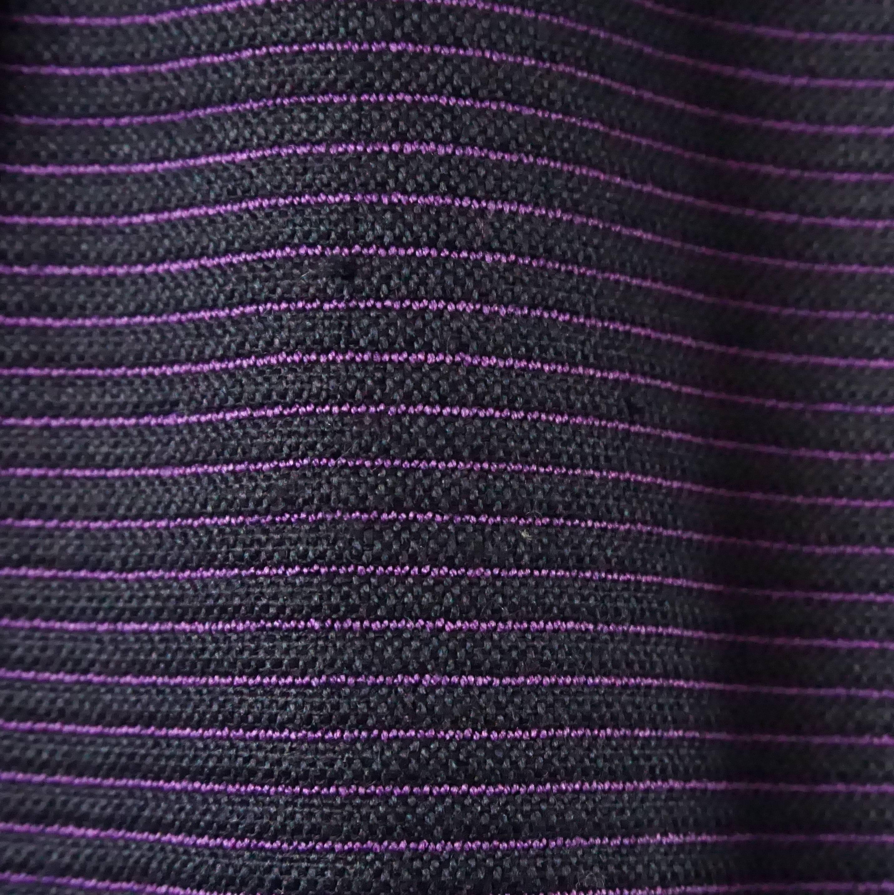 Chanel Spring 2001 Purple Two Toned Wool/Silk Blend Ribbed Skirt - Taille 40 en vente 3